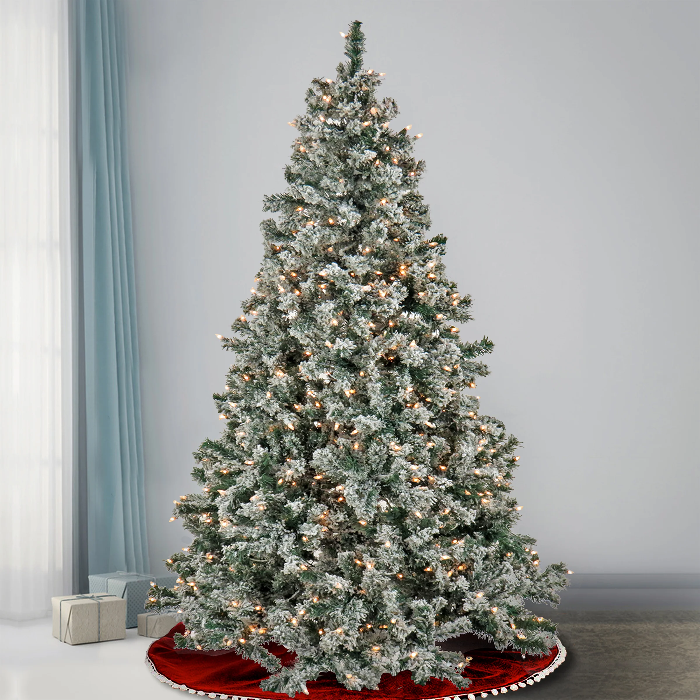 7.5 ft. Pre-Lit Snowy Crestview Tree with Clear Lights - Image 2
