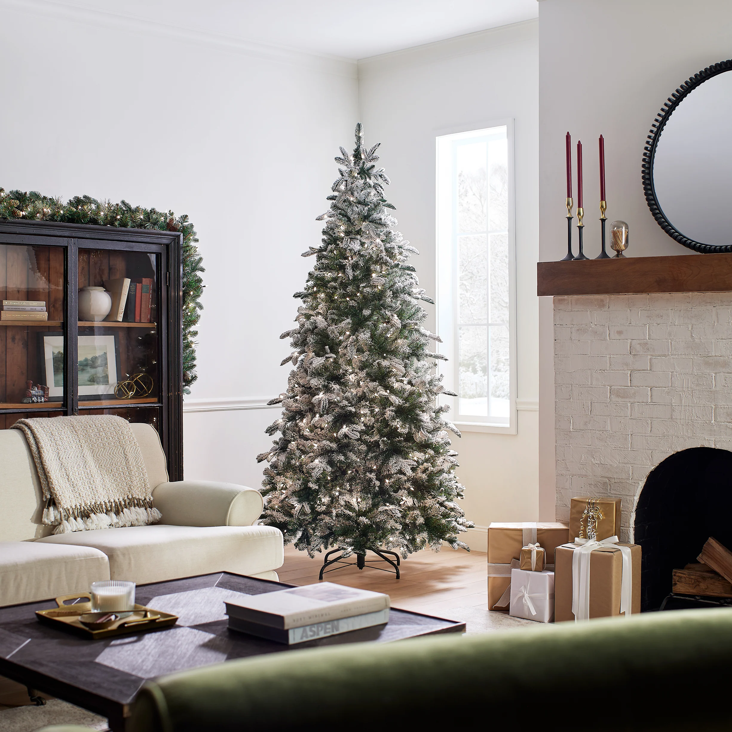 7.5 ft. Pre-Lit Snowy Everest Fir Medium Tree with Clear Lights, Plug-In - Image 9