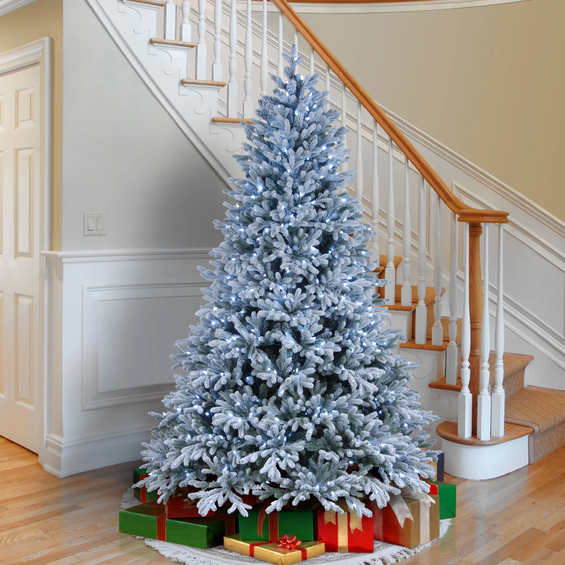 7.5 ft. Pre-Lit Snowy Hamilton Spruce Tree with Warm White Lights - Image 2