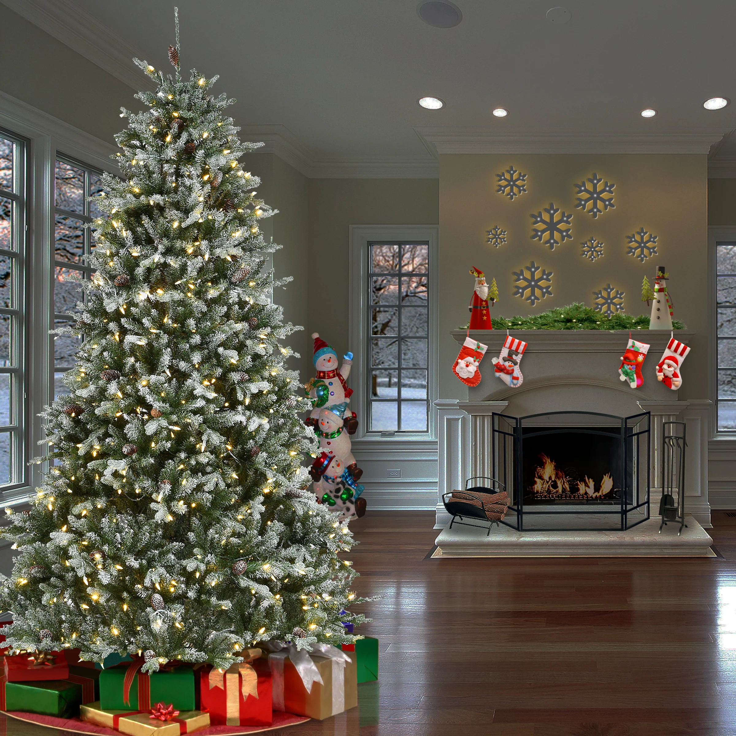 7.5 ft. Pre-Lit Snowy Morgan Spruce Tree with Dual Color LED Lights - Image 2