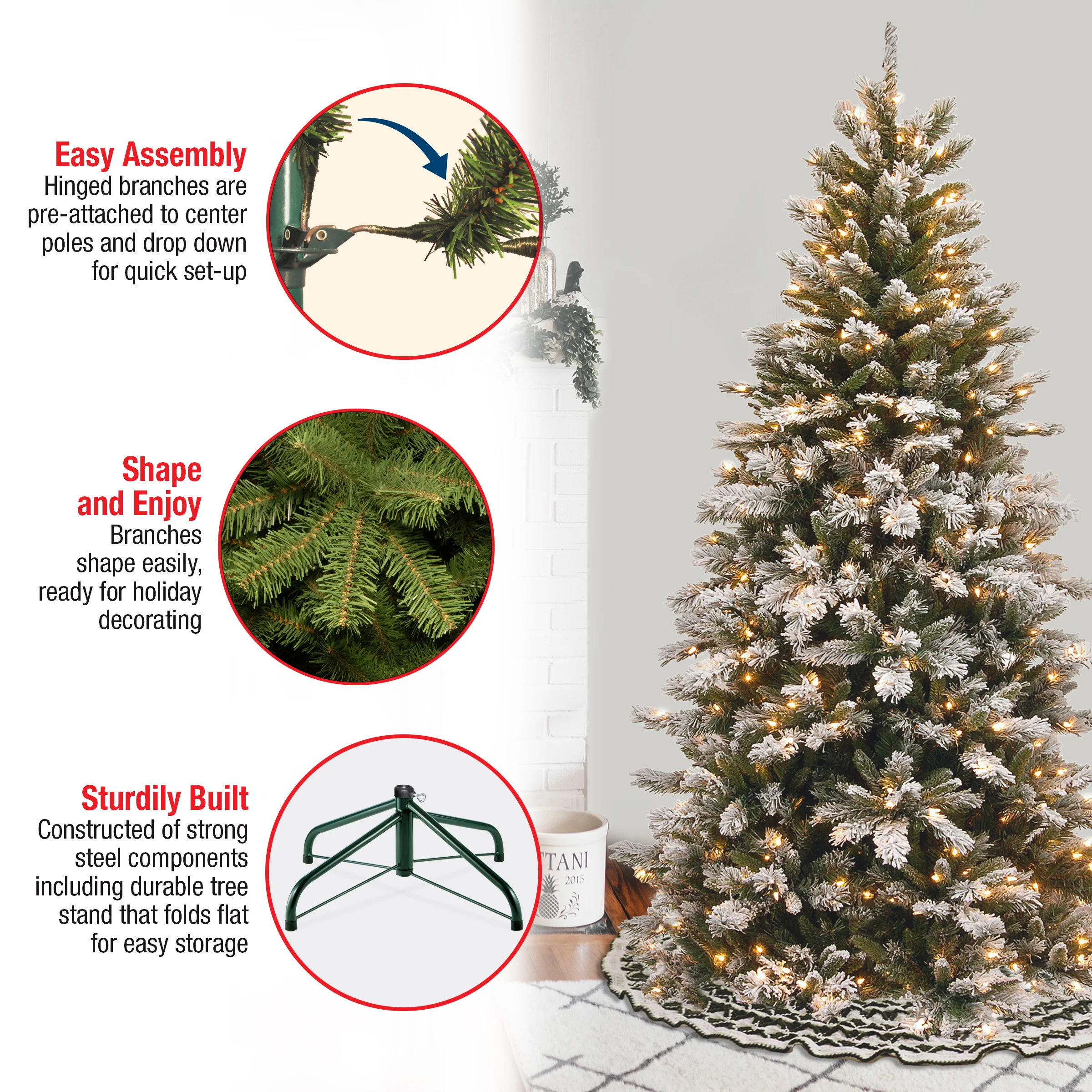 7.5 ft. Pre-Lit Snowy Mountain Pine Slim Tree with Clear Lights, Plug-In - Image 6