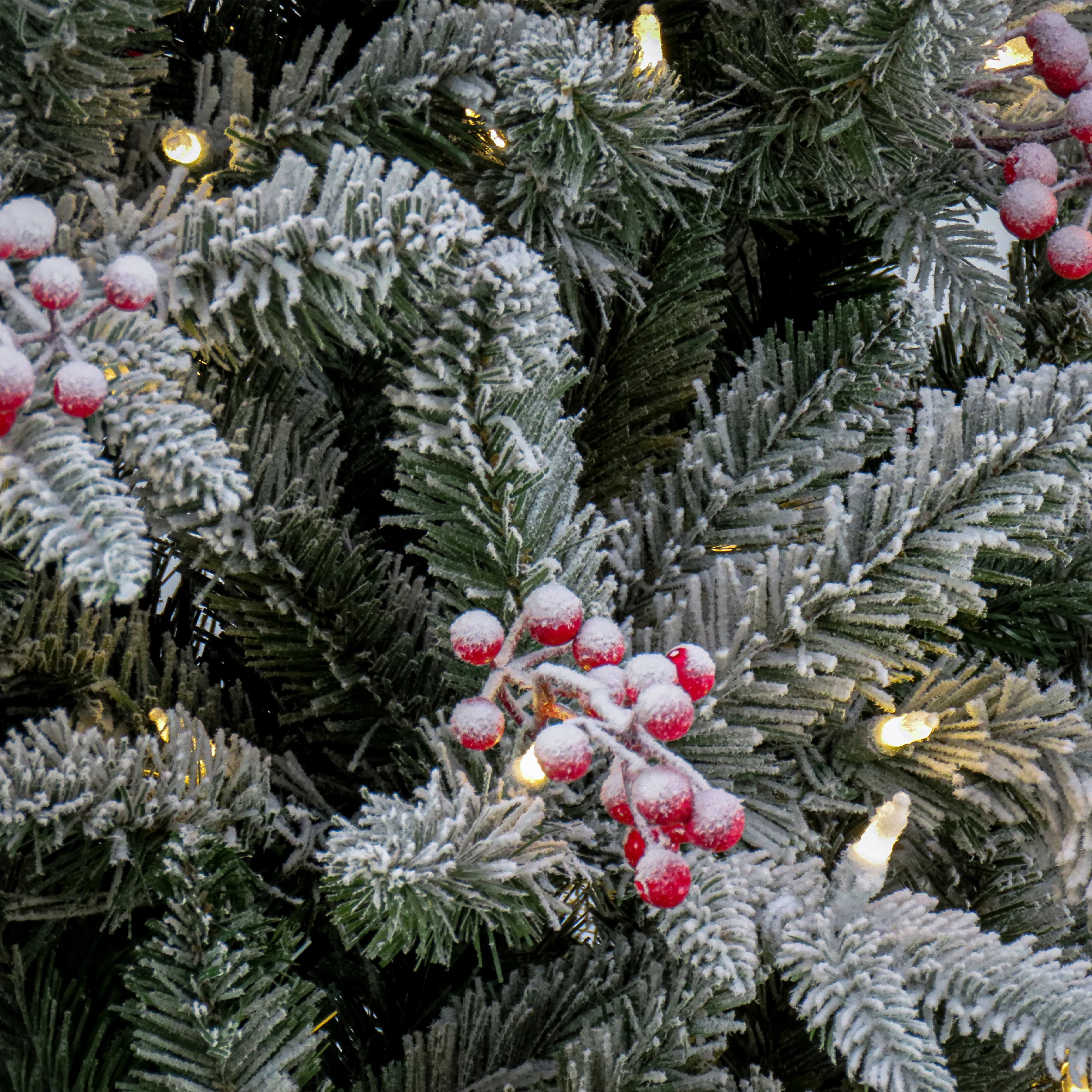 7.5 ft. Pre-Lit Snowy Poechmann Fir Tree with LED Lights, Plug-In - Image 3