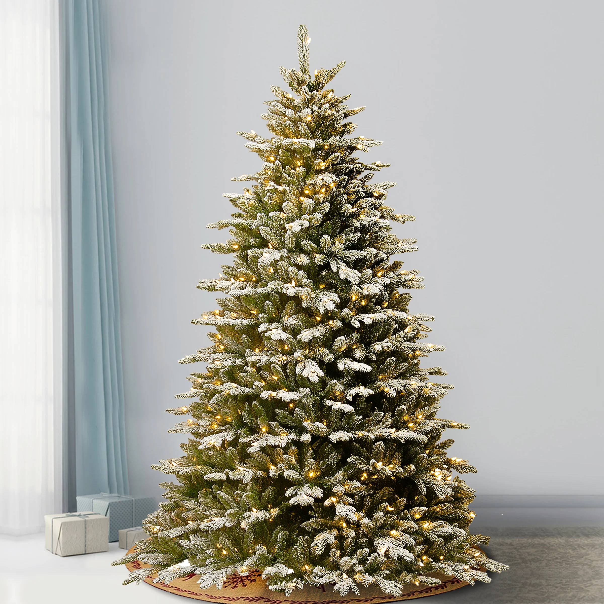 7.5 ft. Pre-Lit Snowy Sierra Spruce Tree with Clear Lights - Image 2