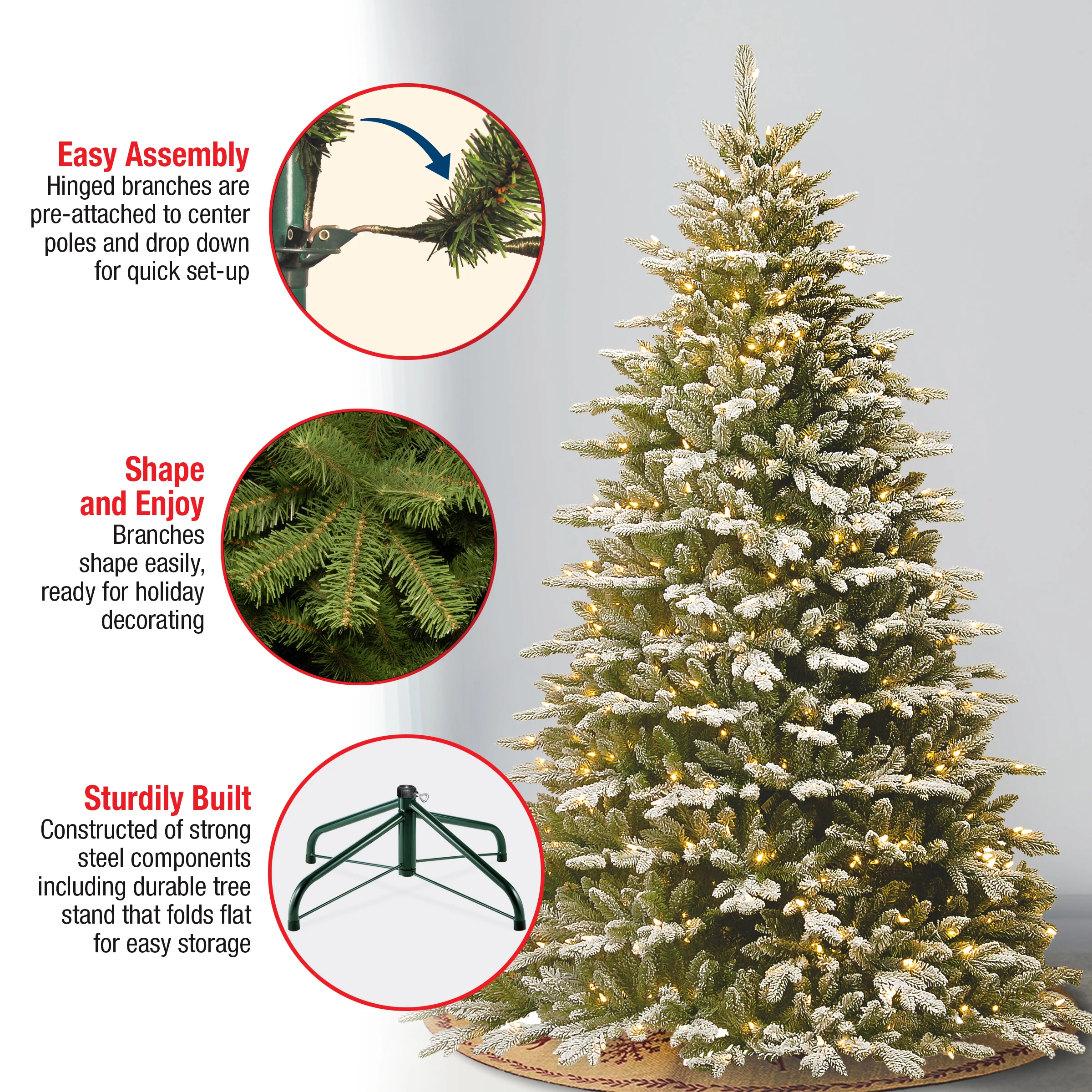 7.5 ft. Pre-Lit Snowy Sierra Spruce Tree with Clear Lights - Image 6