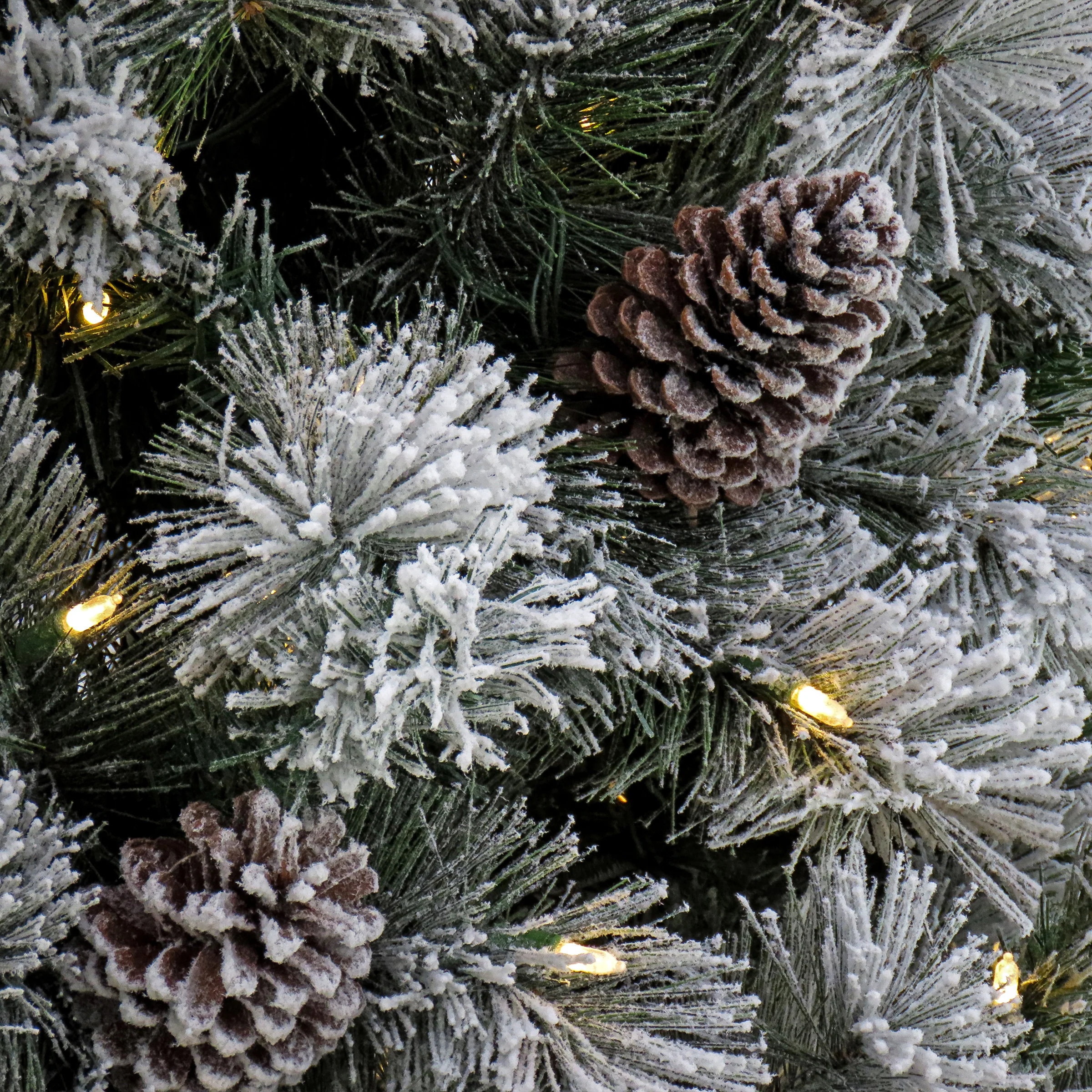 7.5 ft. Pre-Lit Snowy Silver Hill Pine Tree with LED Lights, Plug-In - Image 3