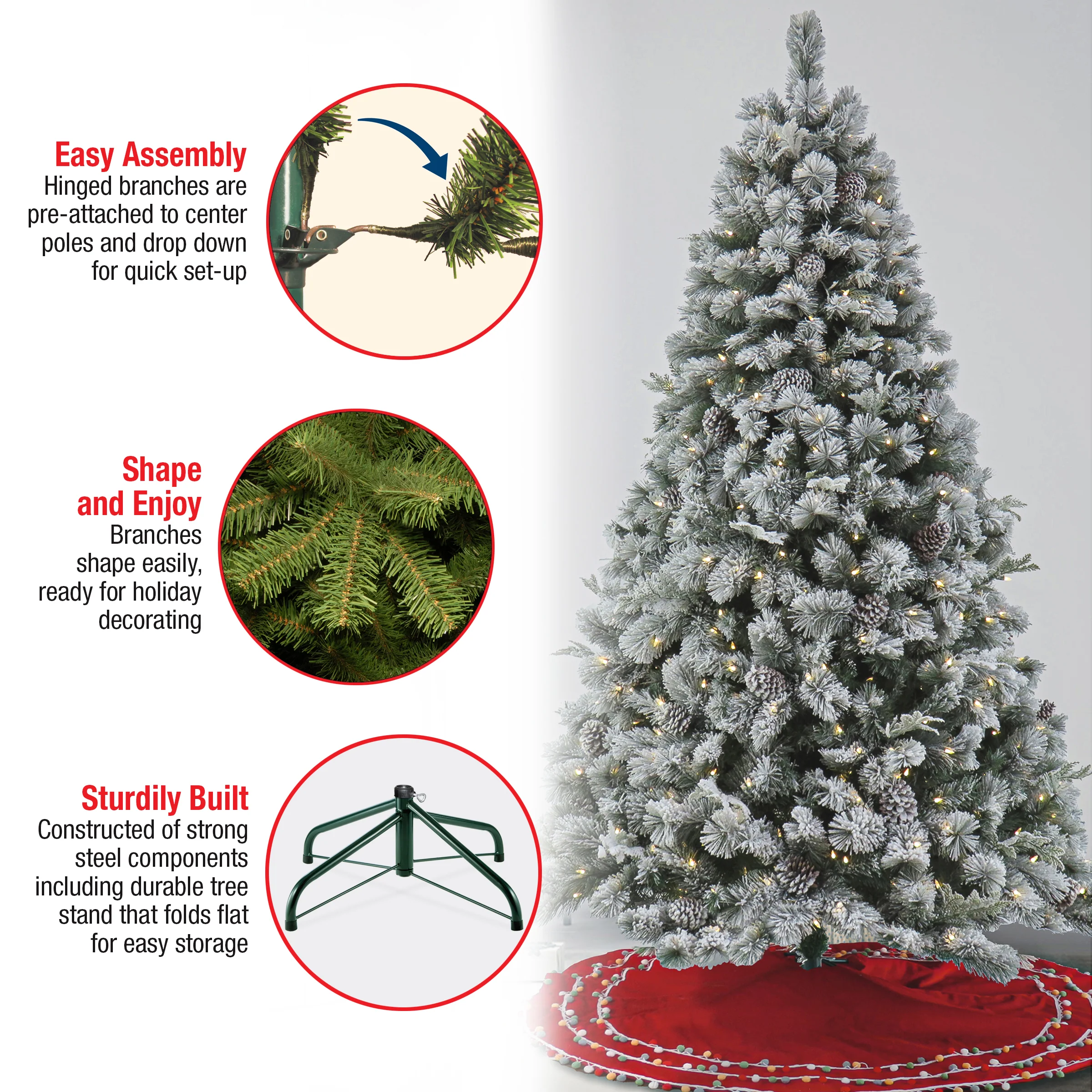 7.5 ft. Pre-Lit Snowy Silver Hill Pine Tree with LED Lights, Plug-In - Image 6