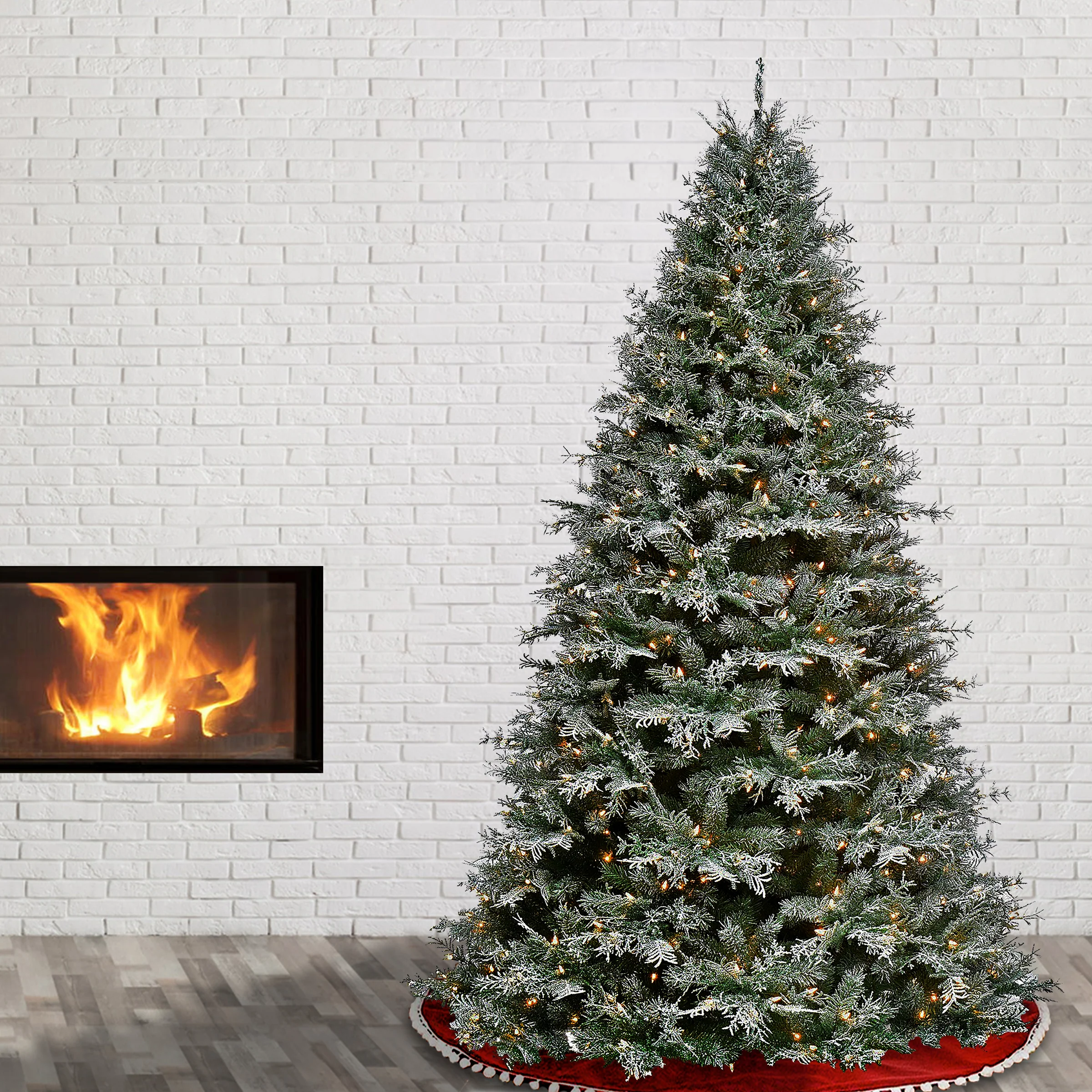 7.5 ft. Pre-Lit Snowy Stonington Fir Tree with Dual Color LED Lights - Image 2
