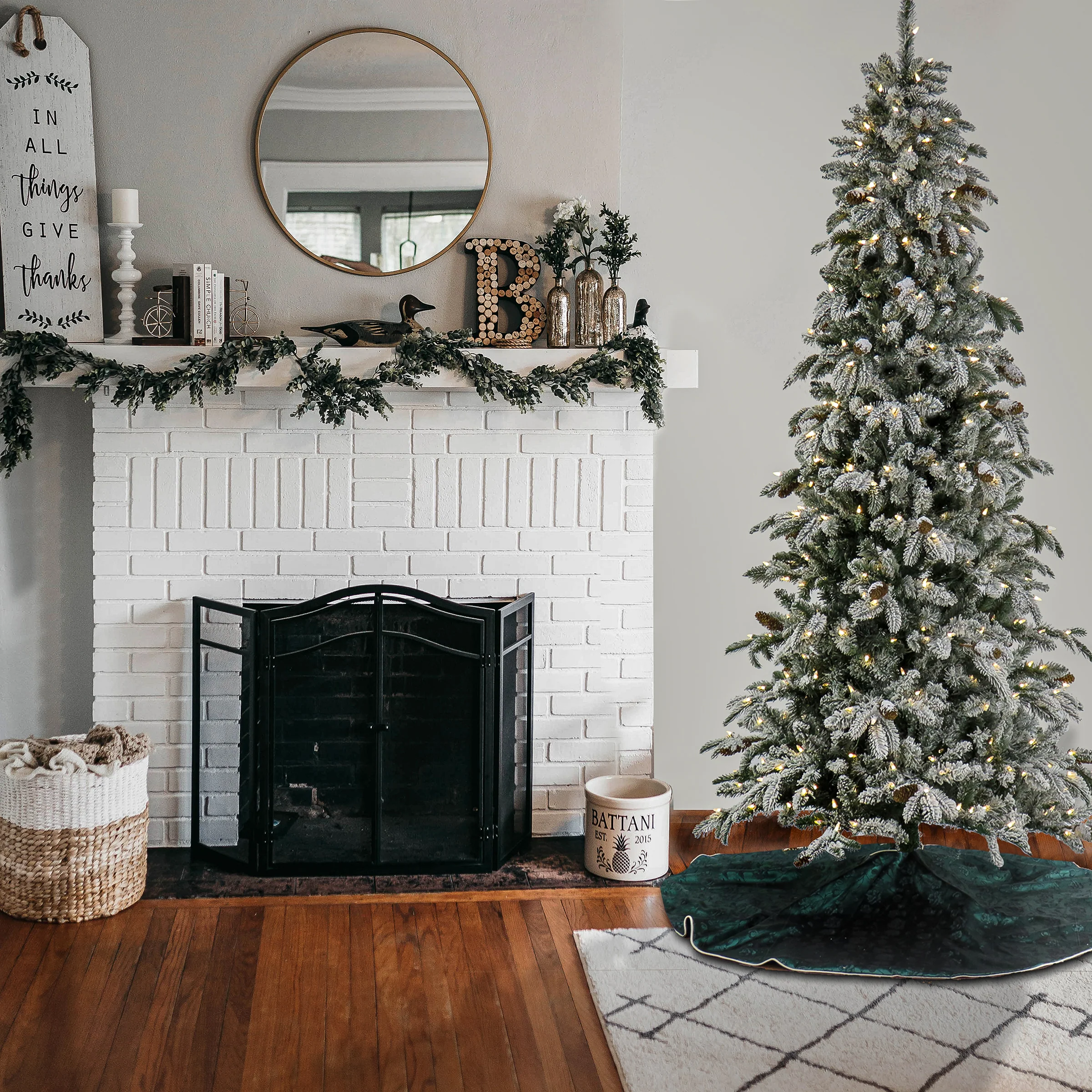 7.5 ft. Pre-Lit Snowy Vintin Fir Tree with LED Lights, Plug-In - Image 2