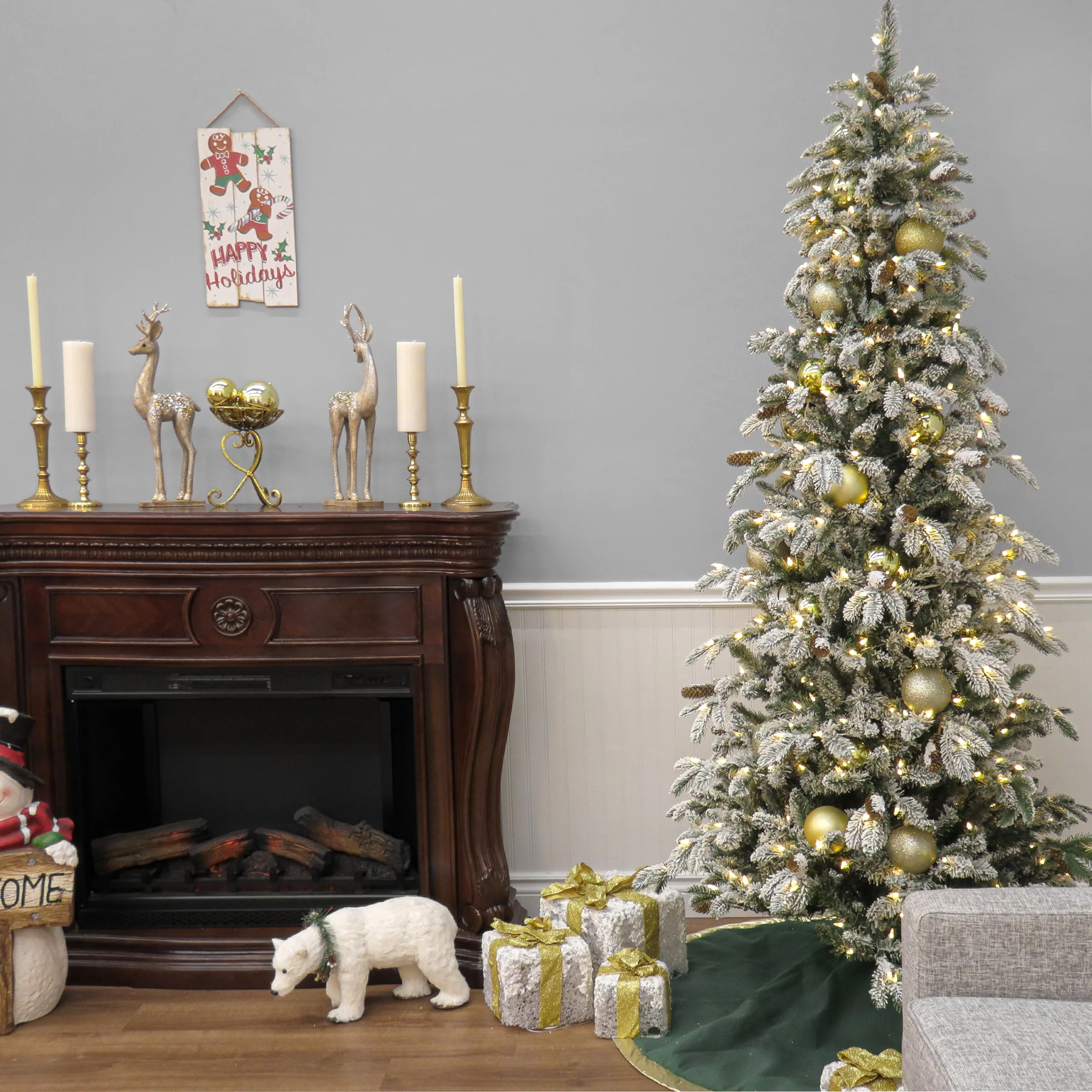 7.5 ft. Pre-Lit Snowy Vintin Fir Tree with LED Lights, Plug-In - Image 4
