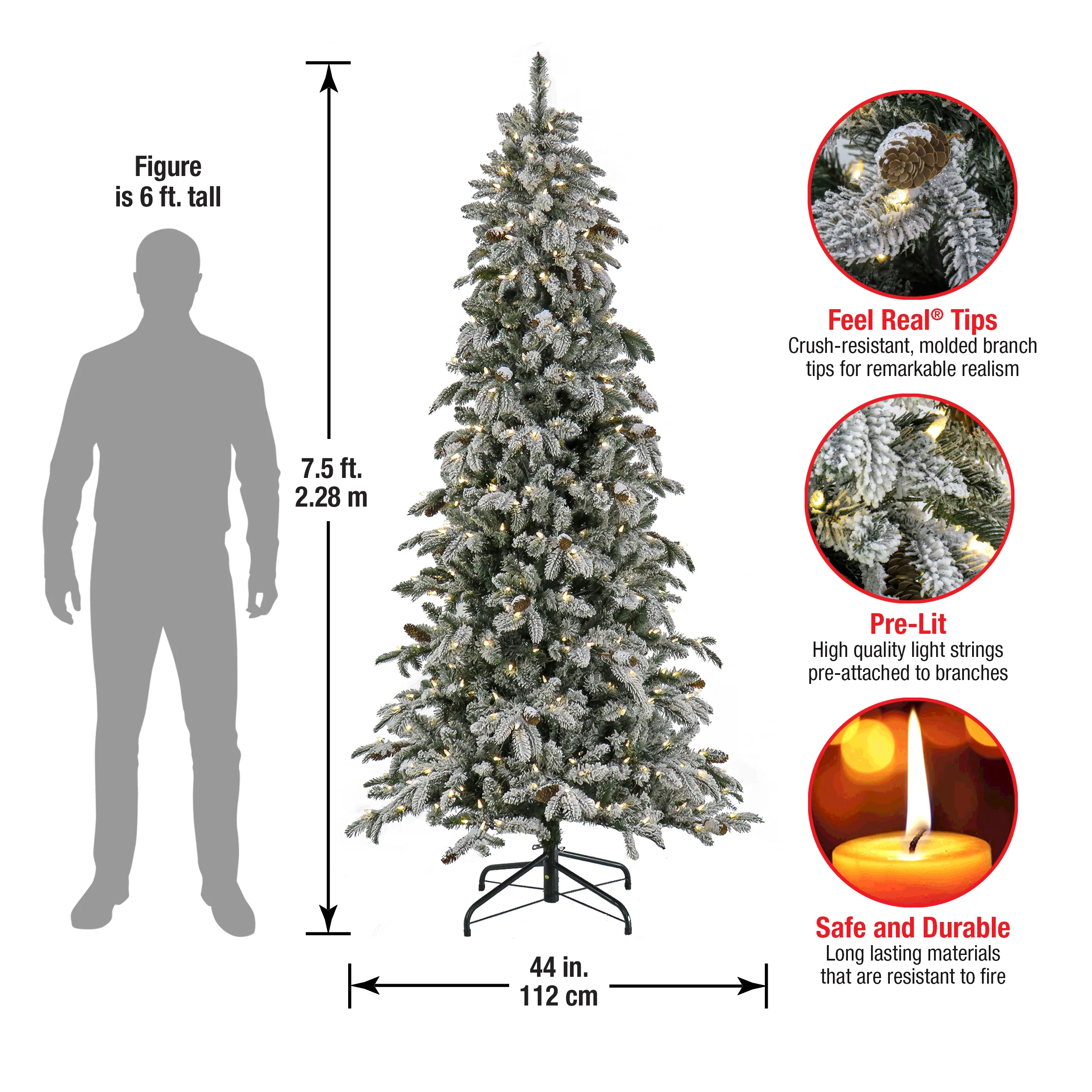 7.5 ft. Pre-Lit Snowy Vintin Fir Tree with LED Lights, Plug-In - Image 5