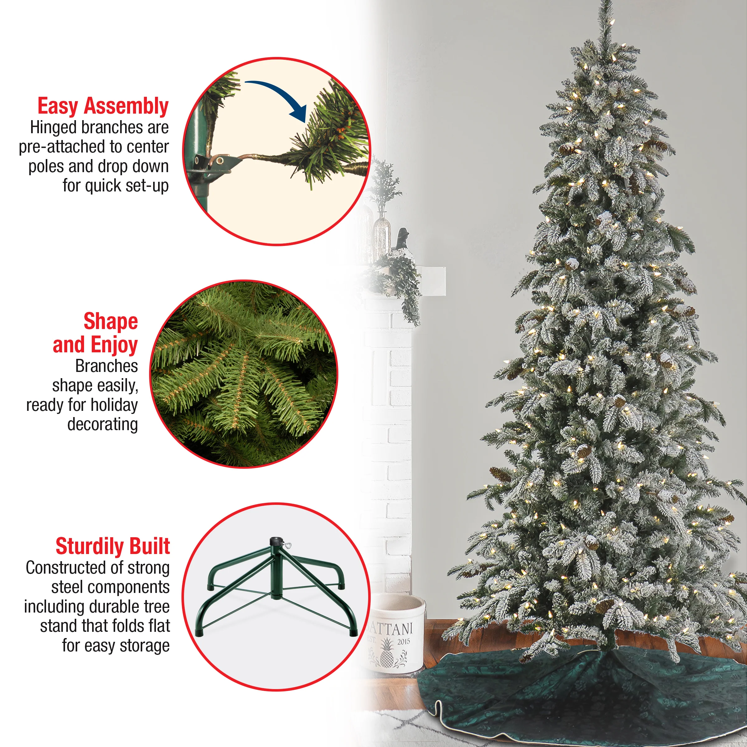 7.5 ft. Pre-Lit Snowy Vintin Fir Tree with LED Lights, Plug-In - Image 6