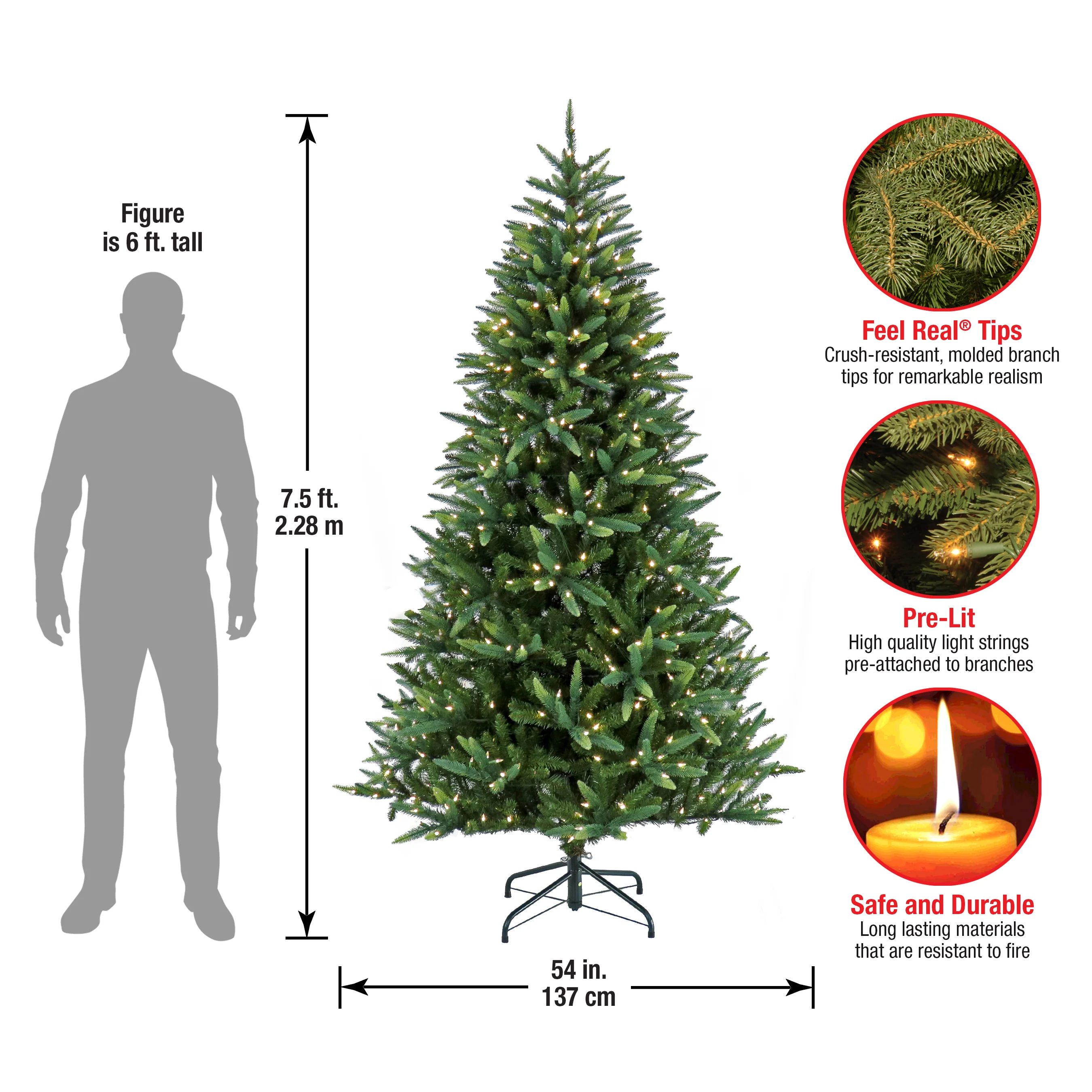 7.5 ft. Pre-Lit Spada Pine Tree with LED Lights, Plug-In - Image 5