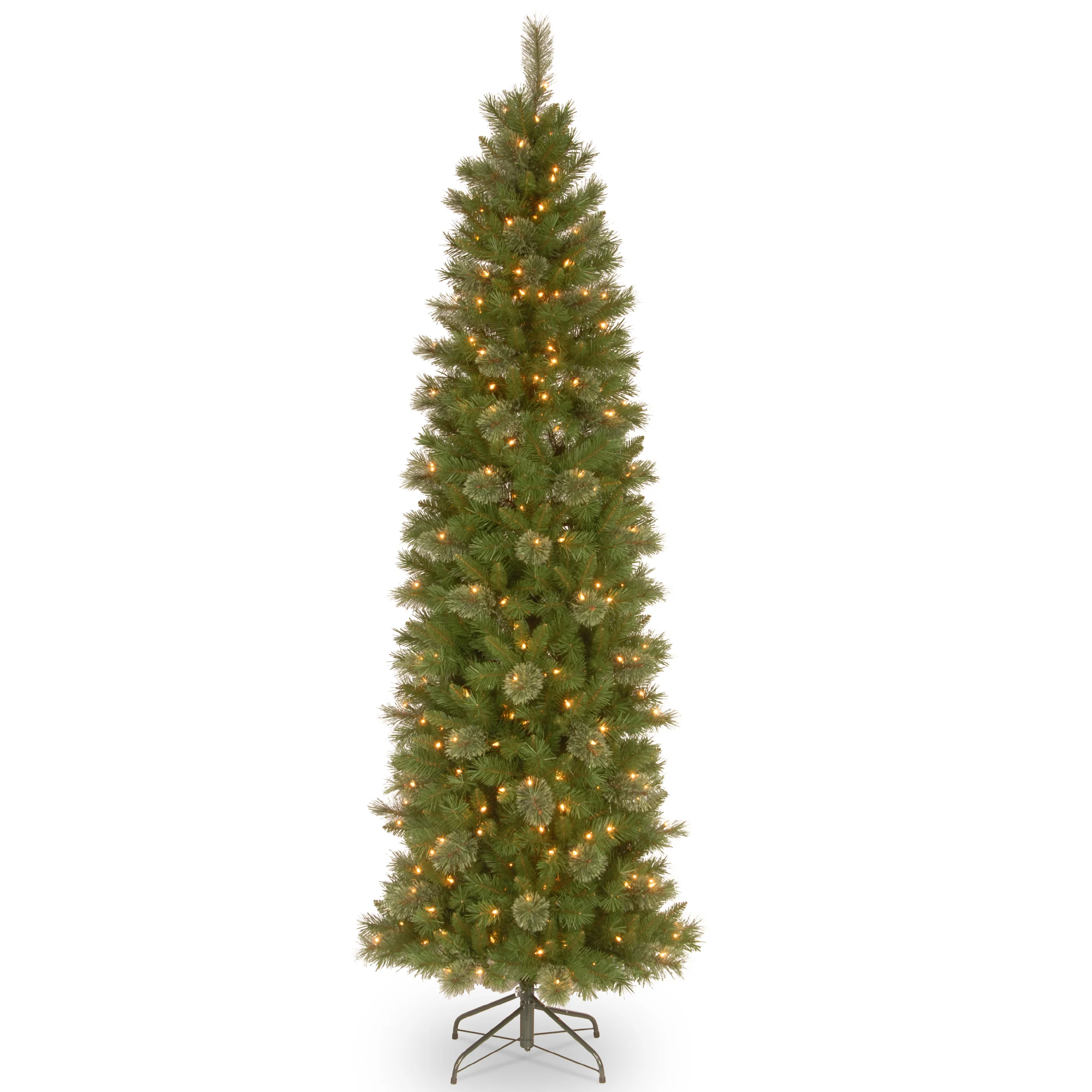 7.5 ft. Pre-Lit Tacoma Pine Pencil Slim Tree with Clear Lights, Plug-In