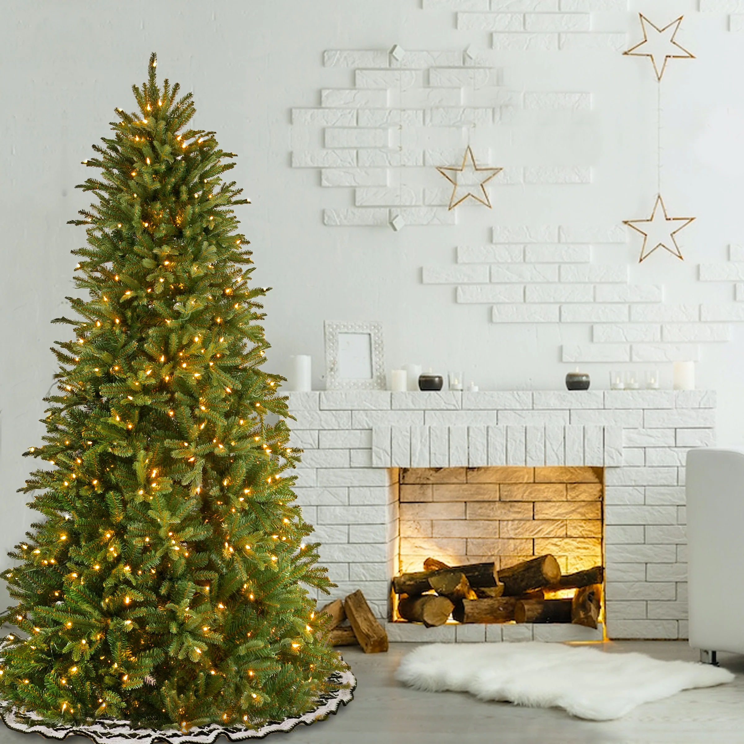 7.5 ft. Pre-Lit Tiffany Fir Slim Tree with Clear Lights, Plug-In - Image 3
