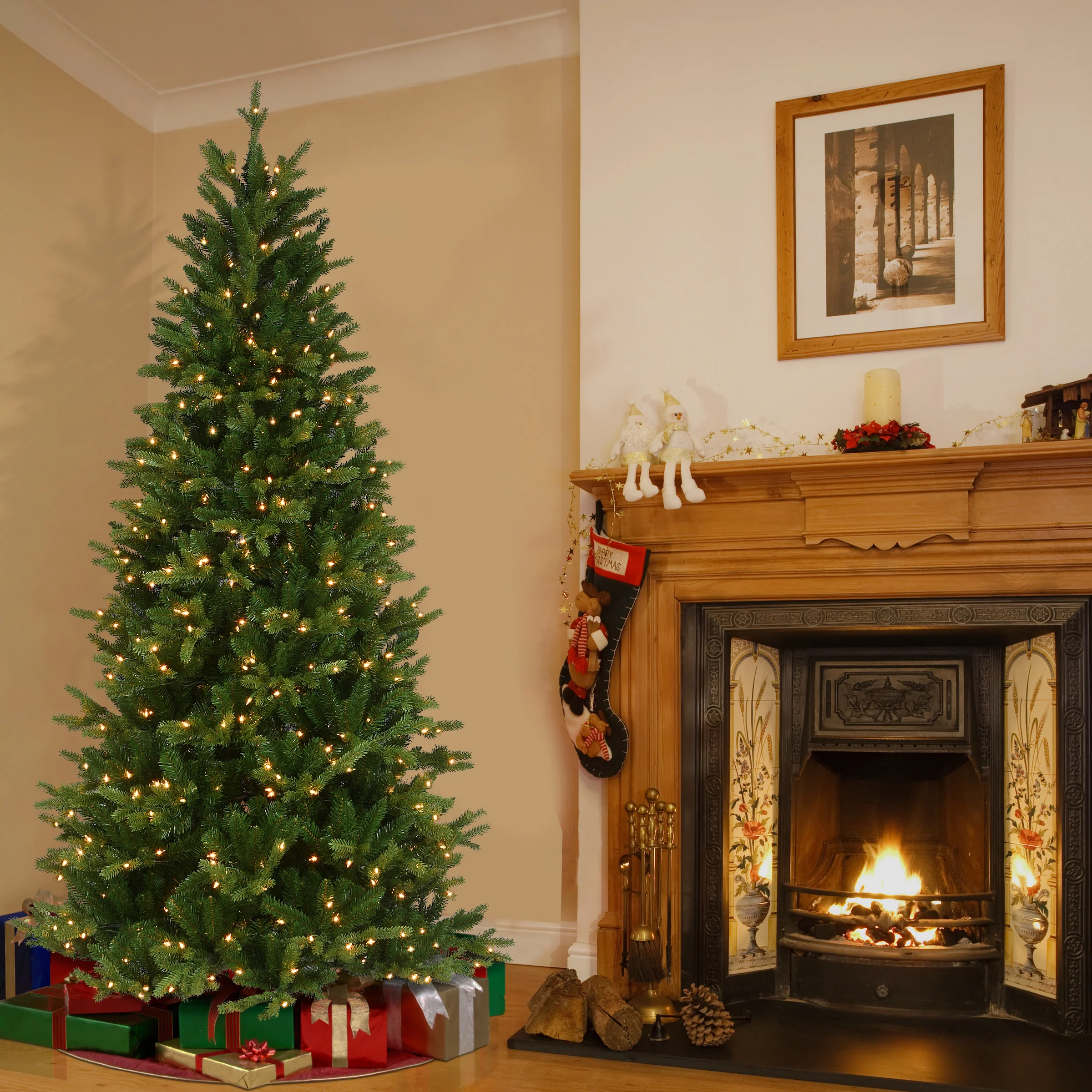 7.5 ft. Pre-Lit Townend Spruce Slim Tree with Clear Lights - Image 2
