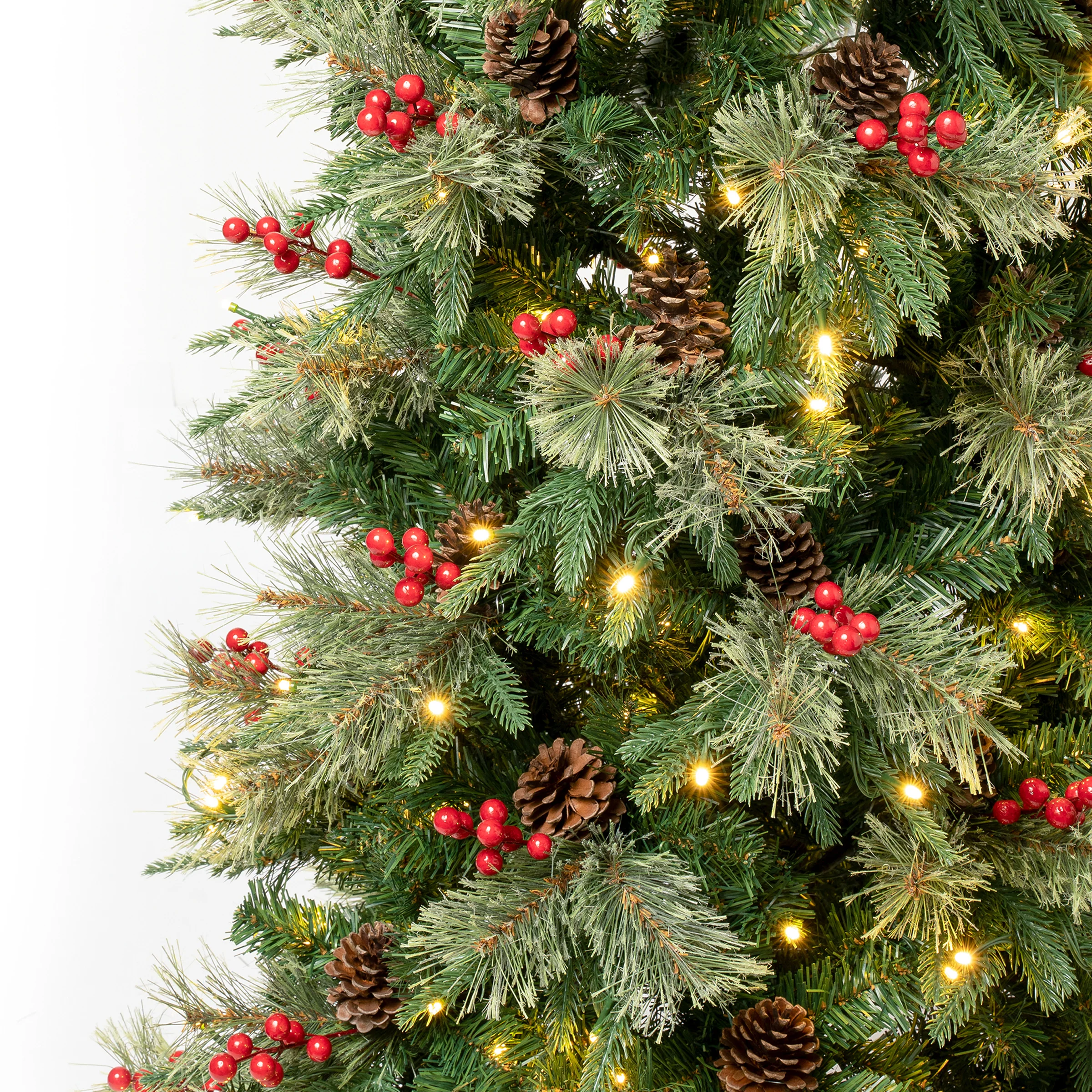 7.5 ft. Pre-Lit Virginia Pine Mixed Slim Tree with Warm White LED Lights, Plug-In - Image 3