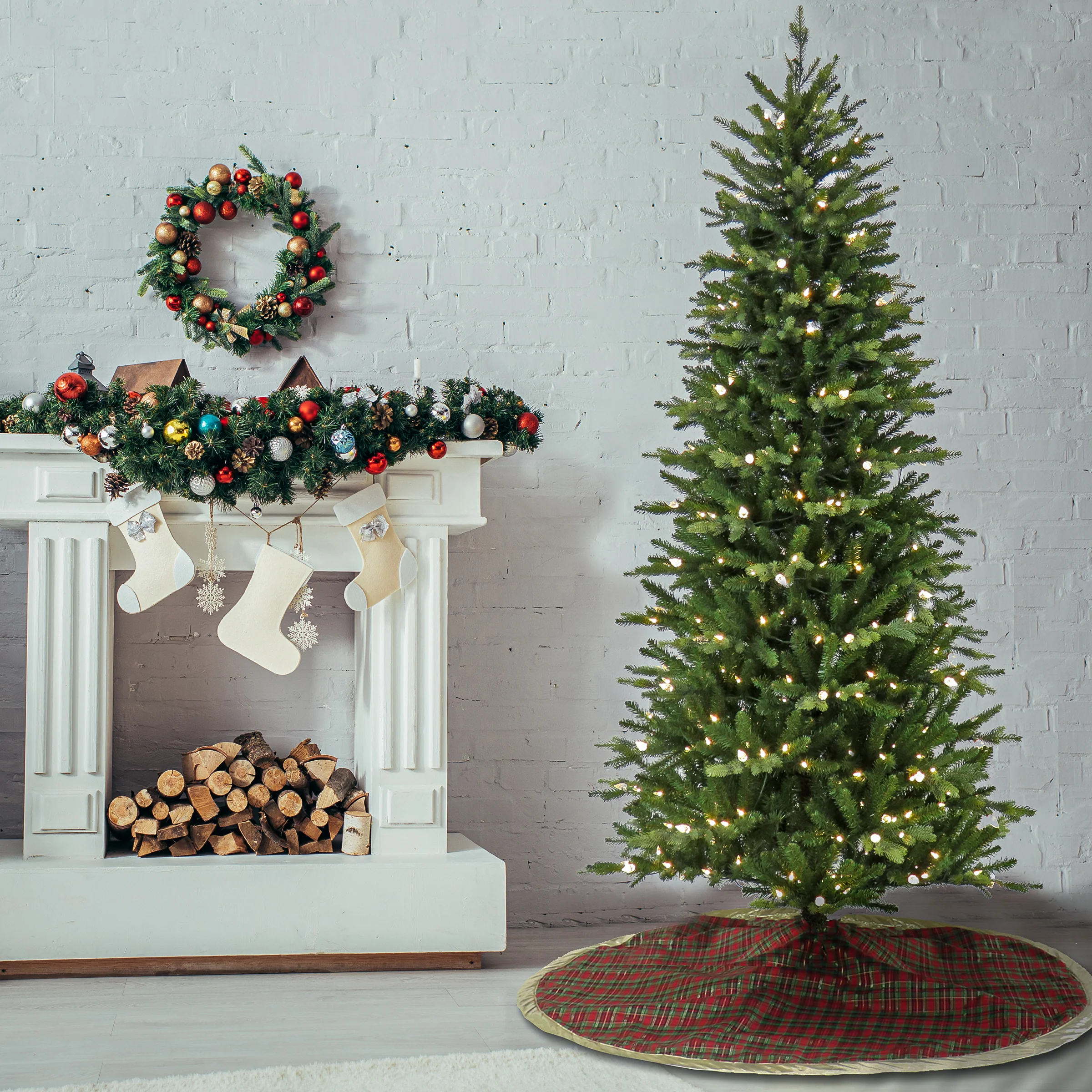 7.5 ft. Pre-Lit Wallace Pine Tree with LED Lights, Plug-In - Image 2