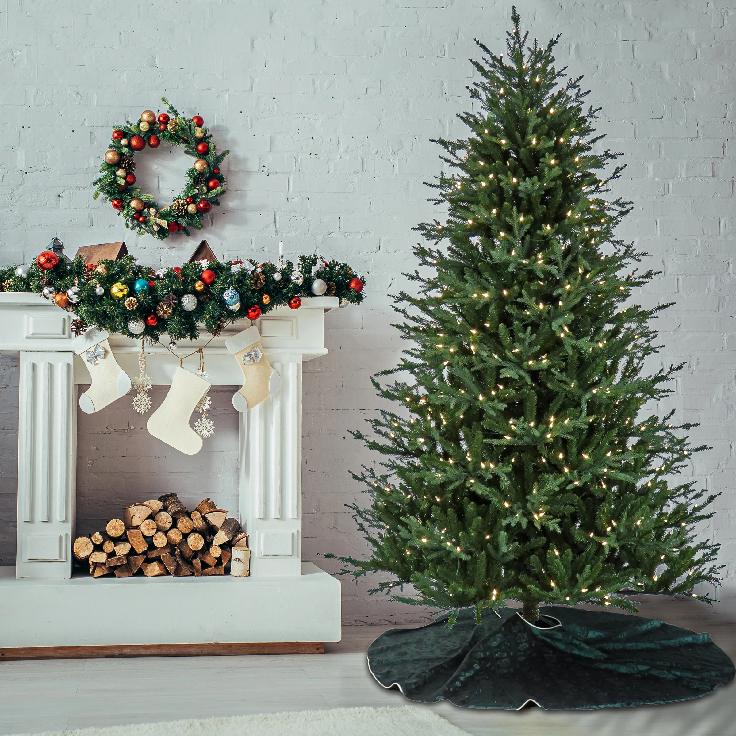 7.5 ft. Pre-Lit Wenatchee Fir Tree with LED Lights, Plug-In - Image 2
