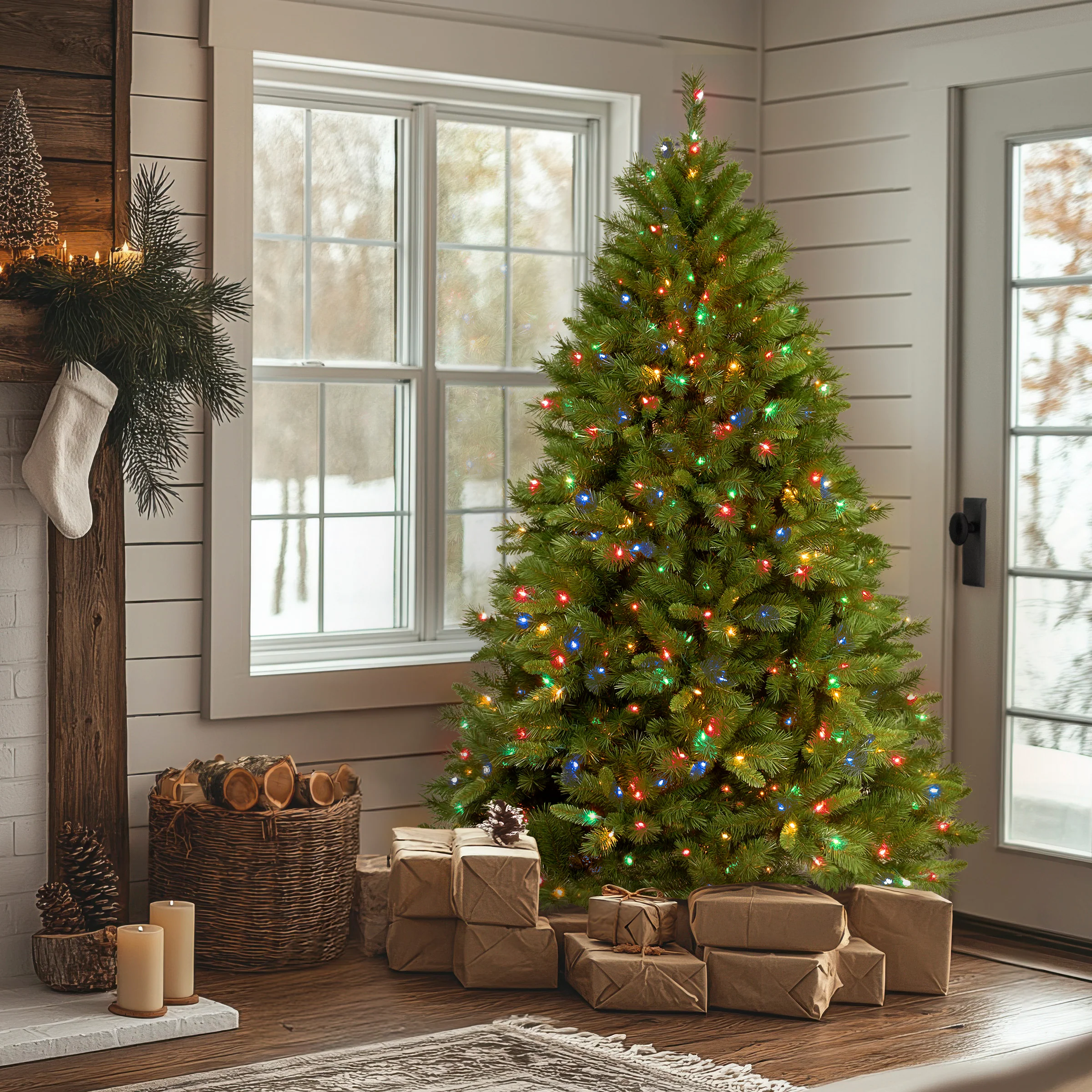 7.5 ft. Pre-Lit Winchester Pine Tree with Multicolor Lights, Plug-In - Image 2