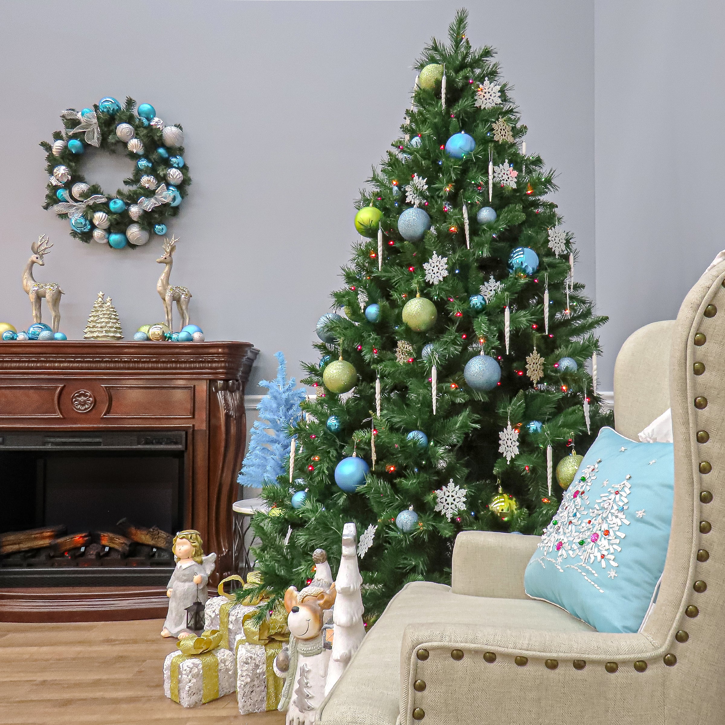 7.5 ft. Pre-Lit Winchester Pine Tree with Multicolor Lights, Plug-In - Image 4