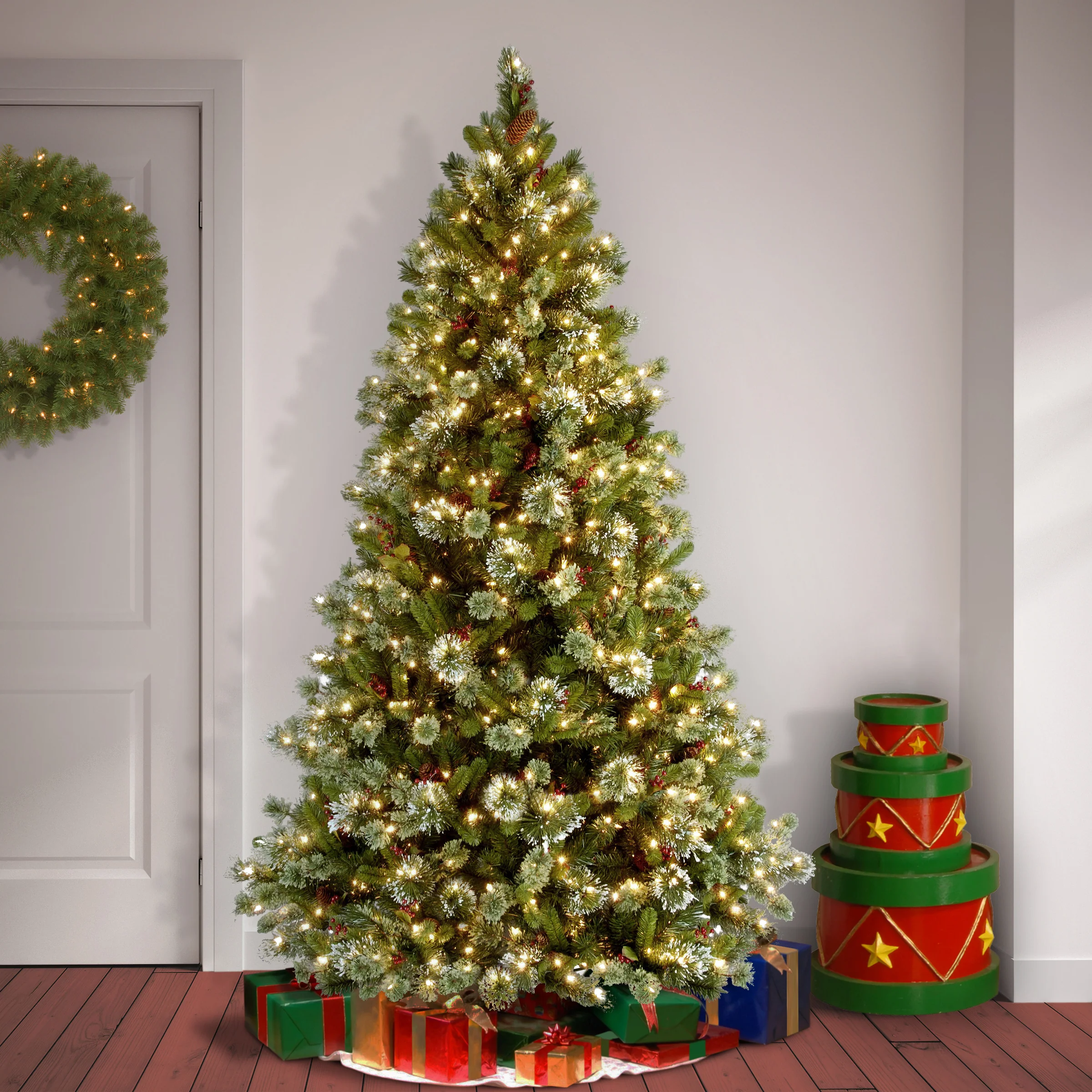 7.5 ft. Pre-Lit Wintry Pine Medium Tree with Clear Lights, Plug-In - Image 2