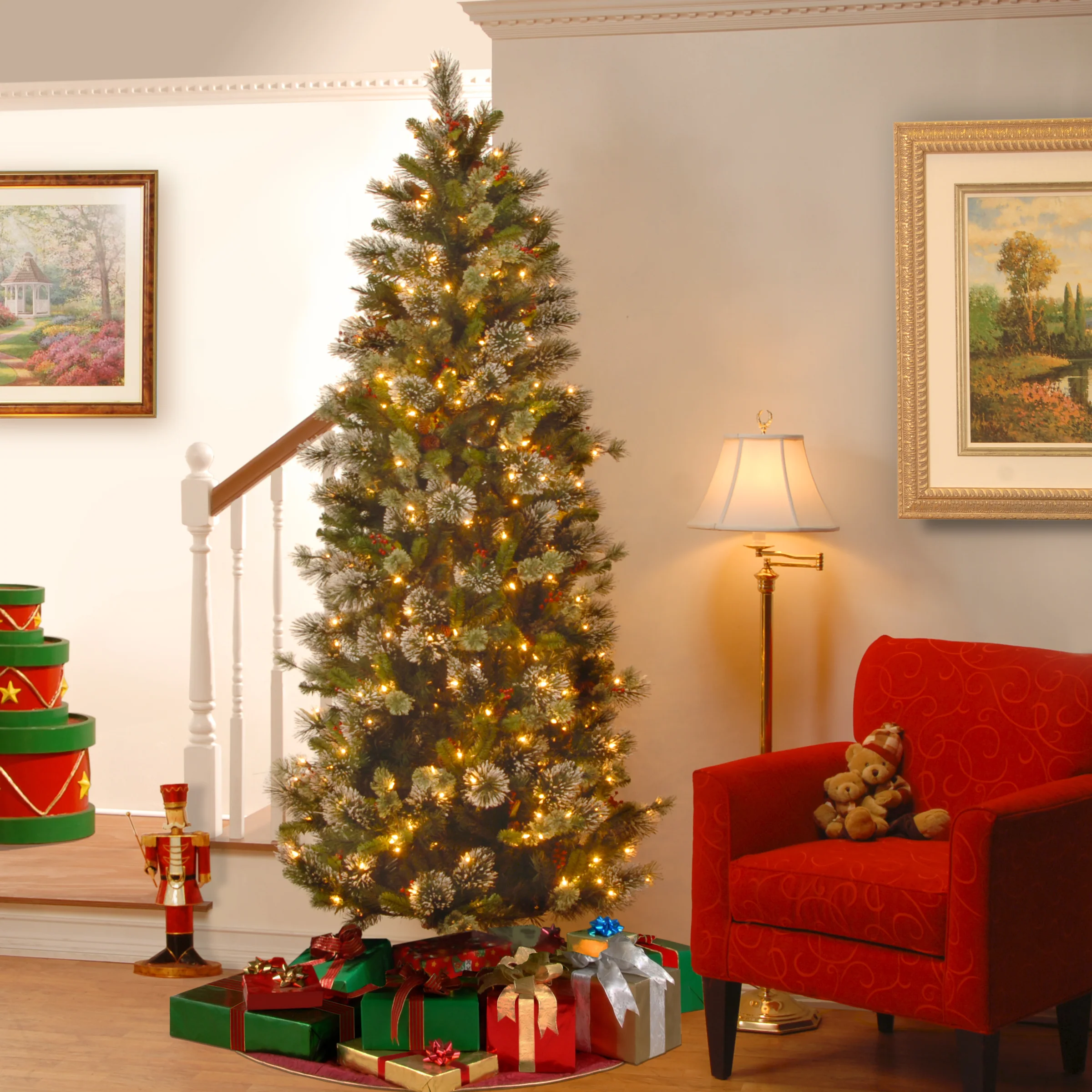 7.5 ft. Pre-Lit Wintry Pine Slim Tree with Clear Lights, Plug-In - Image 3