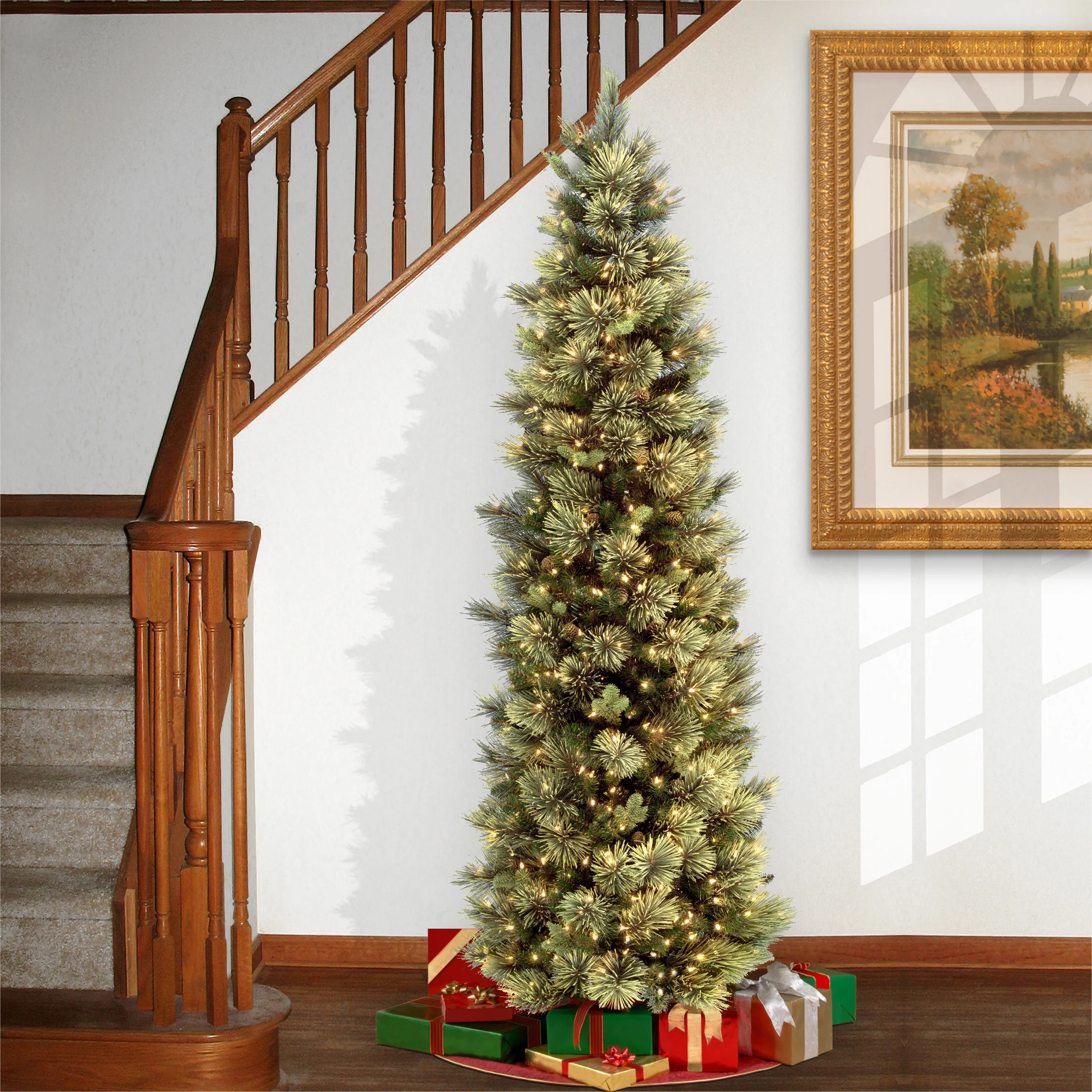 7 ft. Pre-Lit Carolina Pine Slim Tree with Clear Lights, Plug-In - Image 2