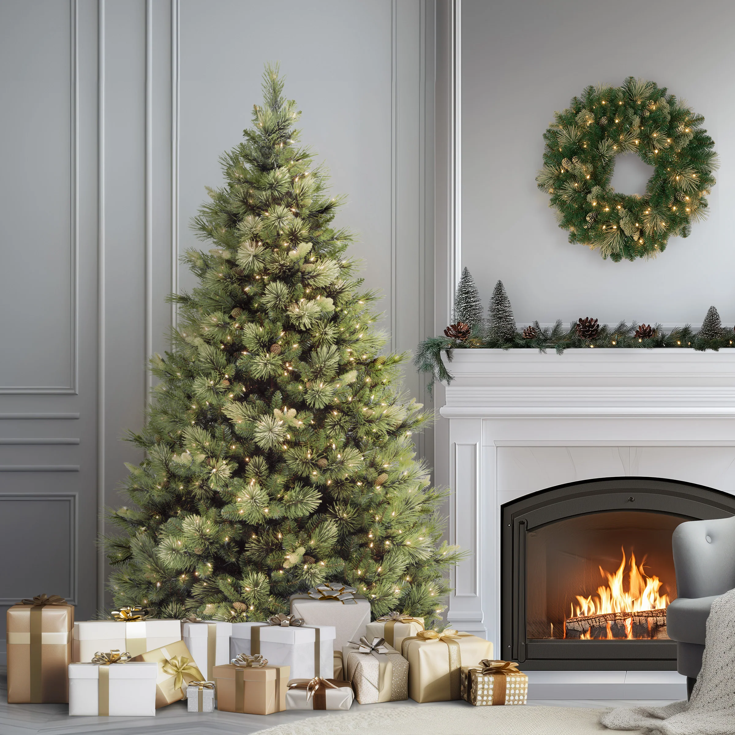 7 ft. Pre-Lit Carolina Pine Tree with Clear Lights, Plug-In - Image 2