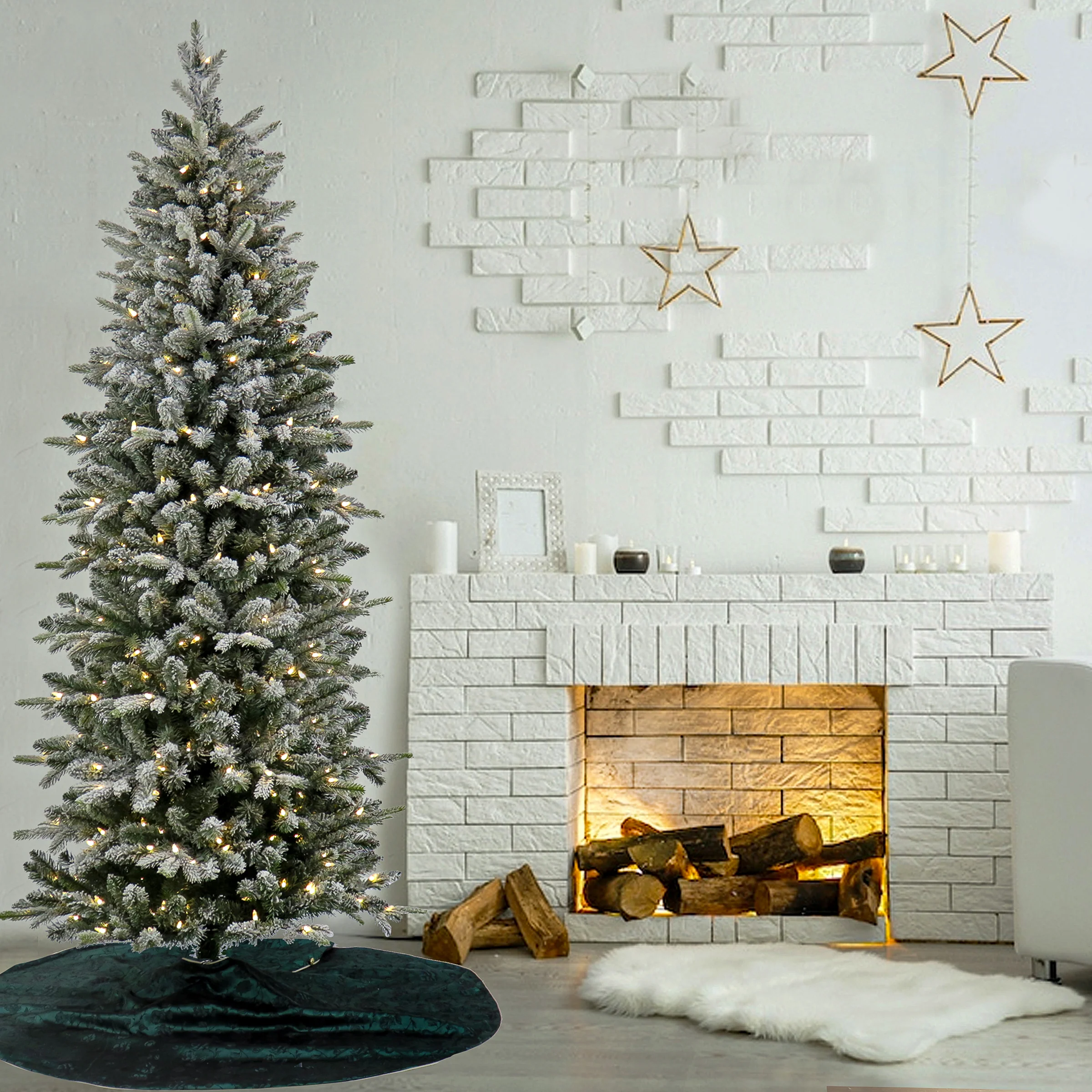 7 ft. Pre-Lit Conger Pine Pencil Slim Tree with LED Lights - Image 2