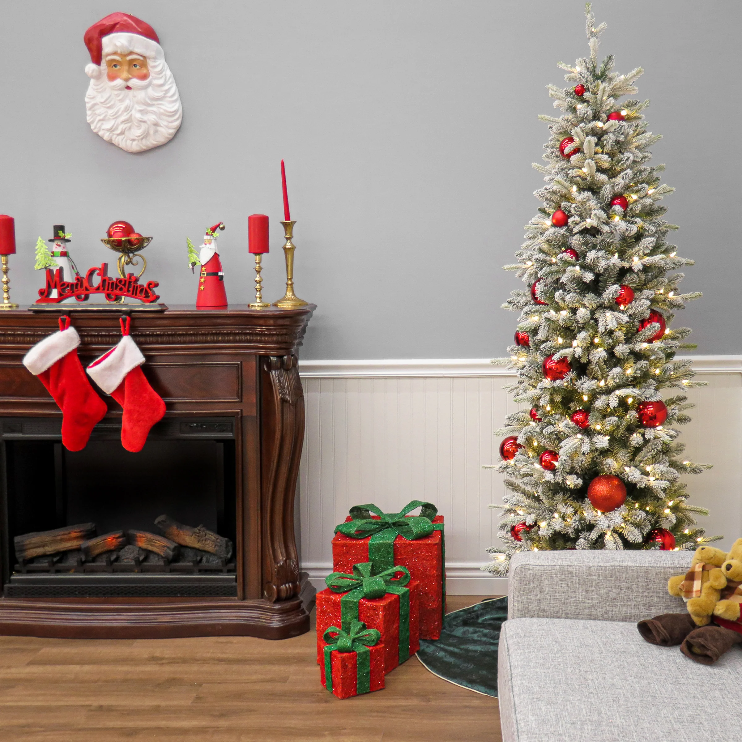 7 ft. Pre-Lit Conger Pine Pencil Slim Tree with LED Lights - Image 4