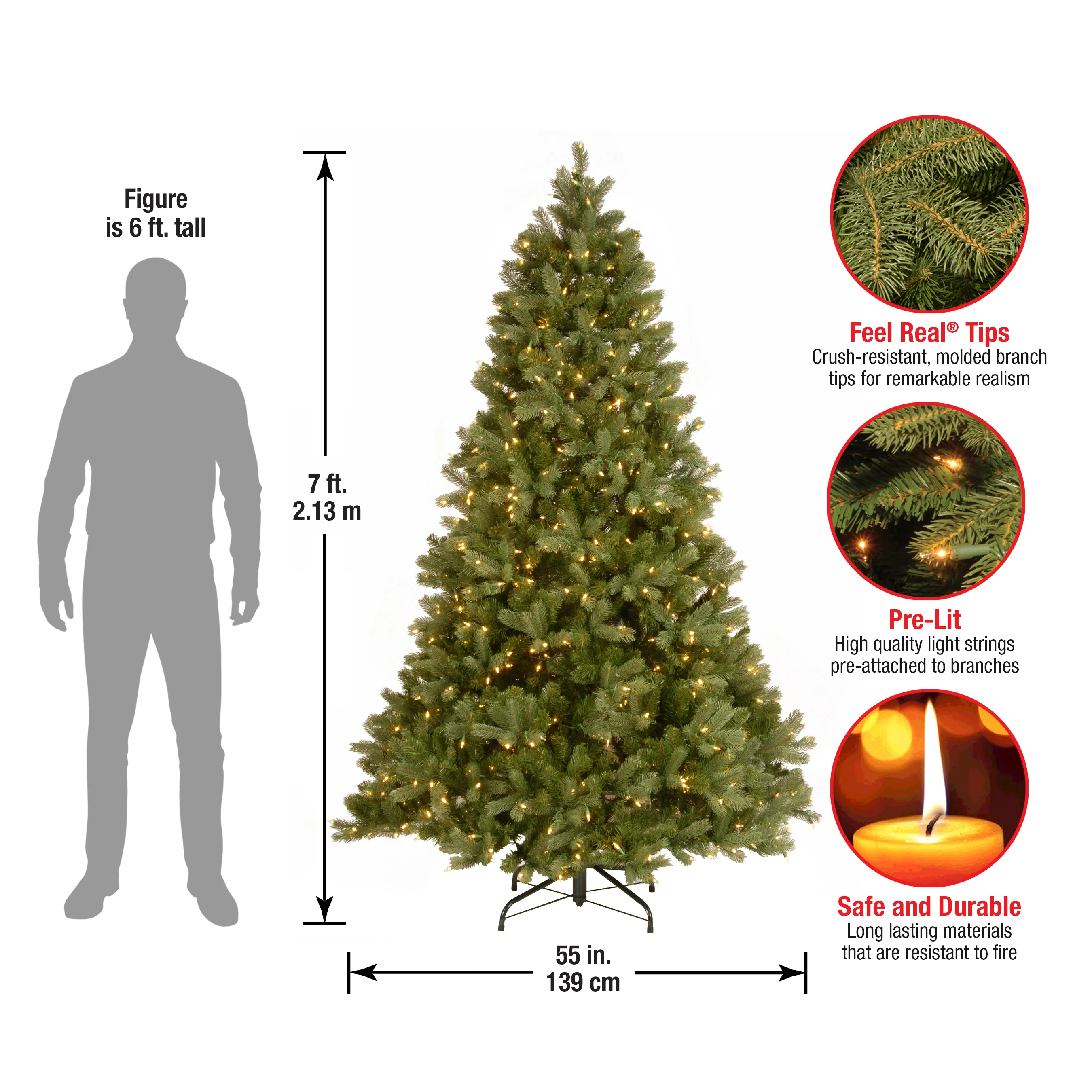7 ft. Pre-Lit Downswept Douglas Fir Tree with Clear Lights, Plug-In - Image 5