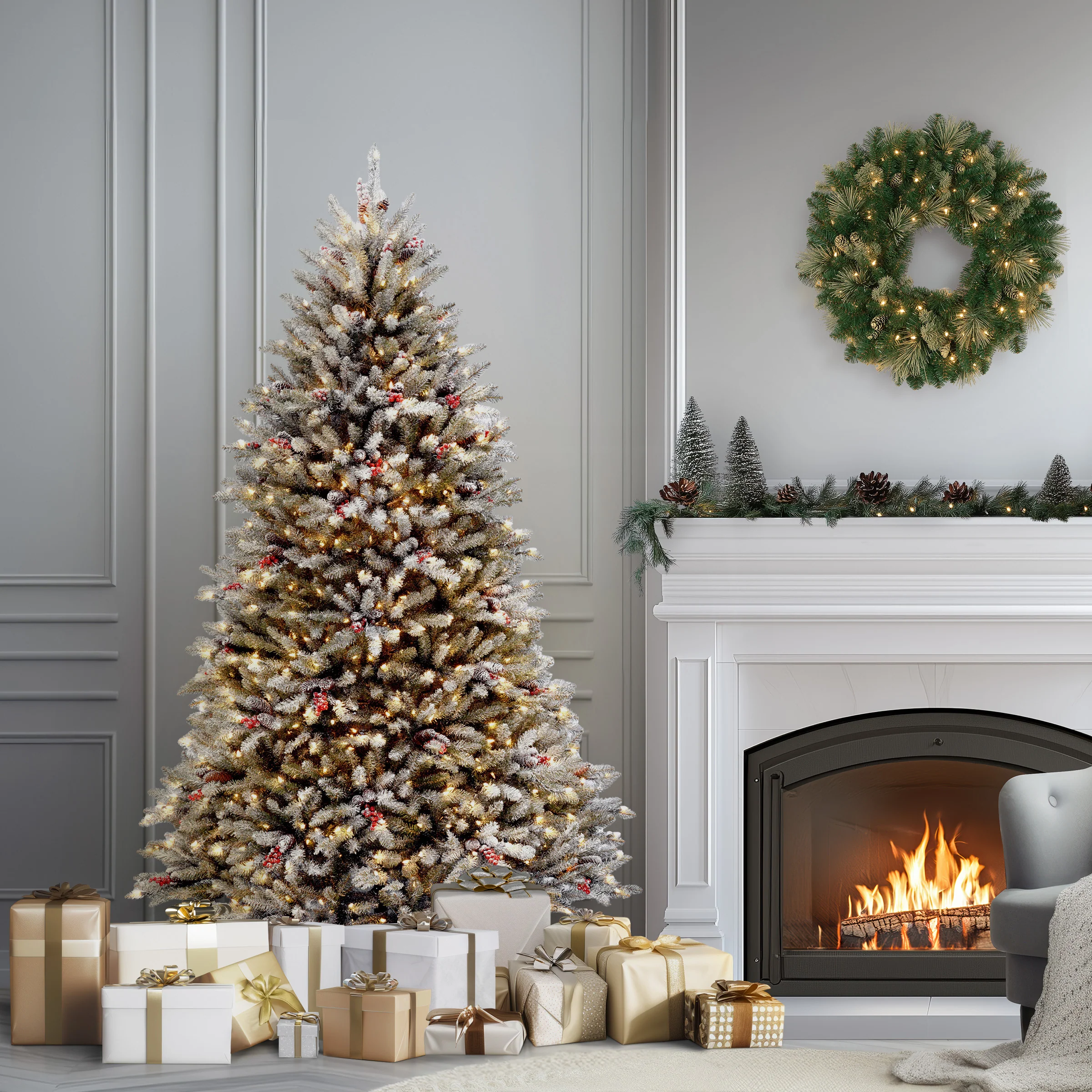 7 ft. Pre-Lit Dunhill Fir Tree with 700 Clear Lights, Plug-In - Image 2