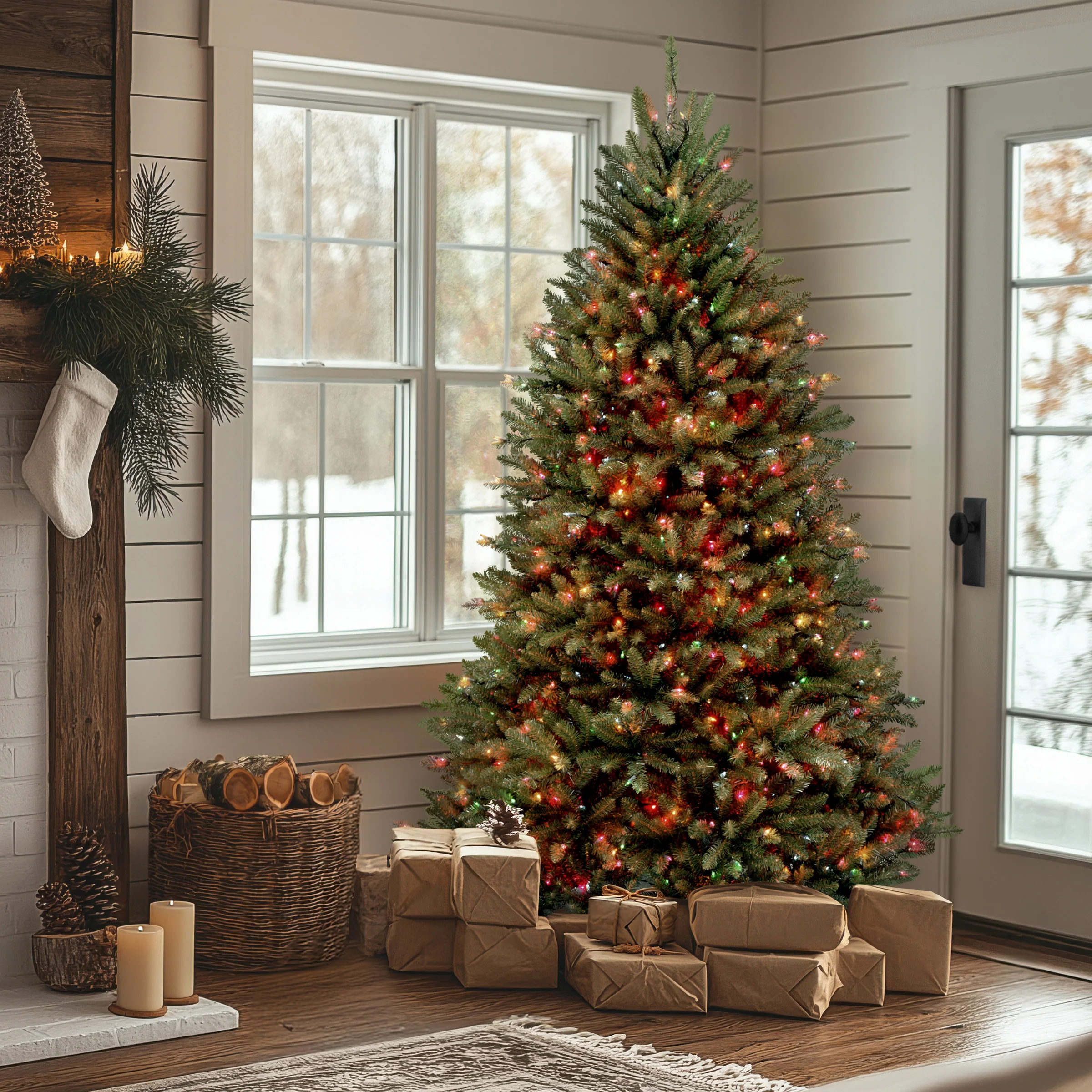 7 ft. Pre-Lit Dunhill Fir Tree with Multicolor Lights, Plug-In - Image 2