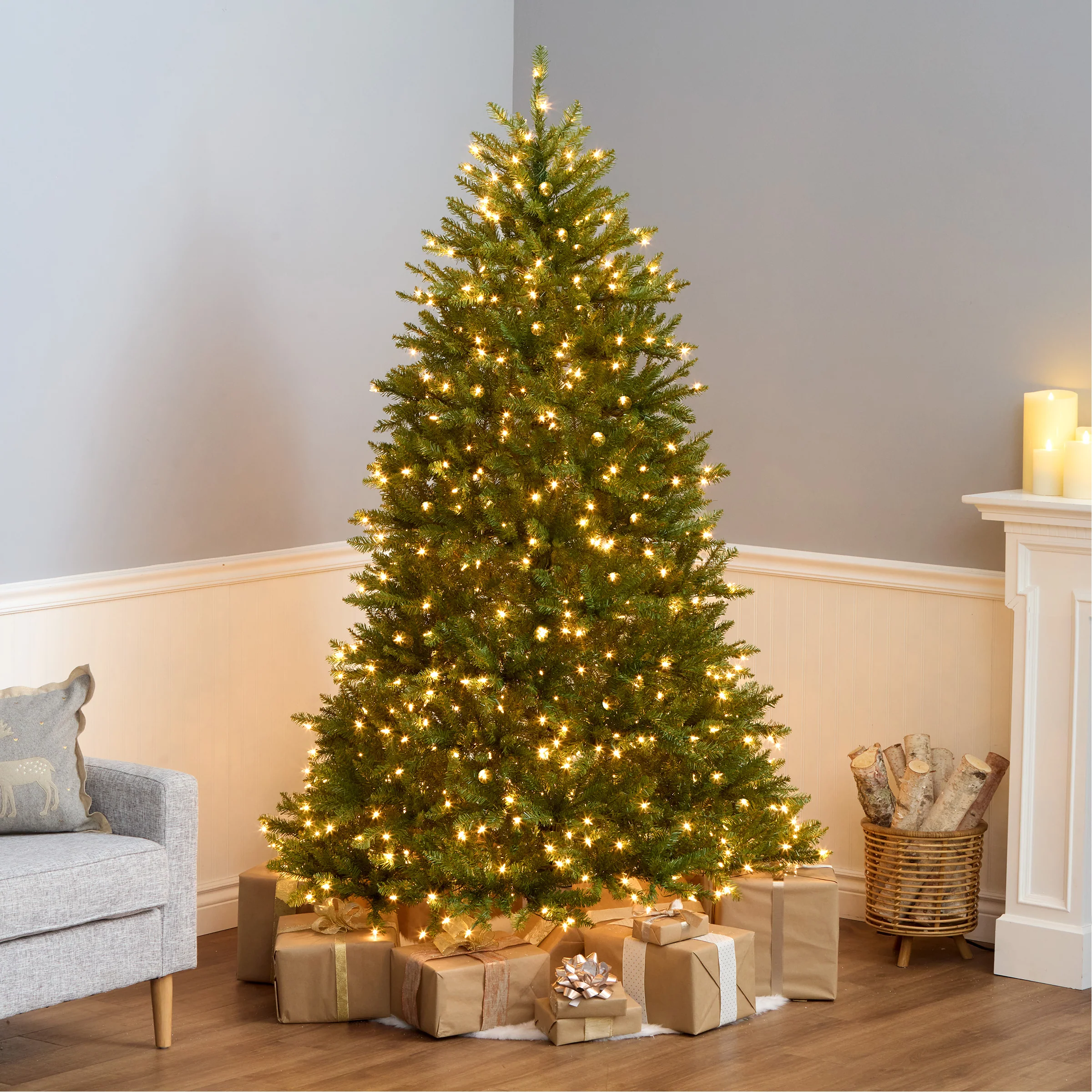 7 ft. Pre-Lit Dunhill Fir Tree with PowerConnect Clear Lights, Plug-In - Image 2