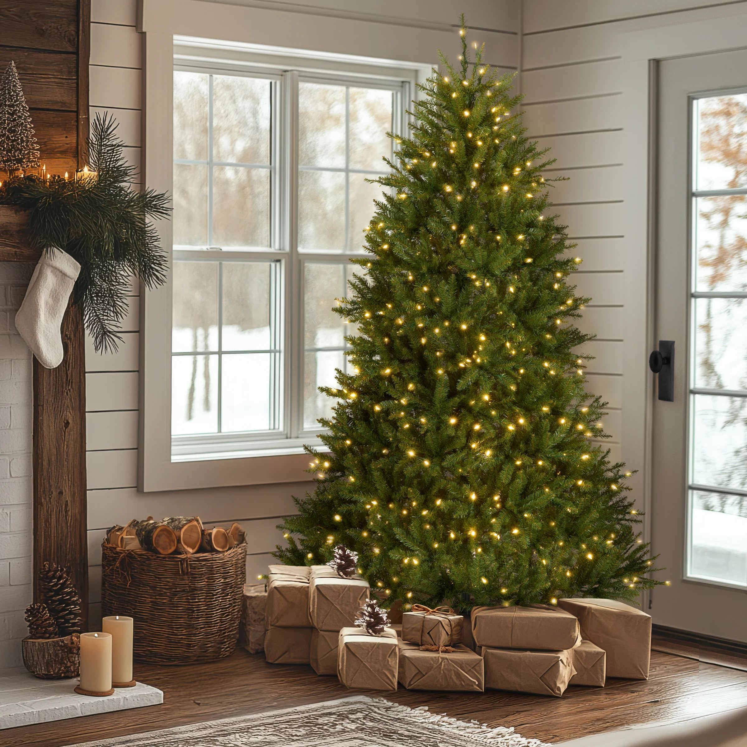 7 ft. Pre-Lit Dunhill Fir Tree with PowerConnect Dual Color LED Lights - Image 2