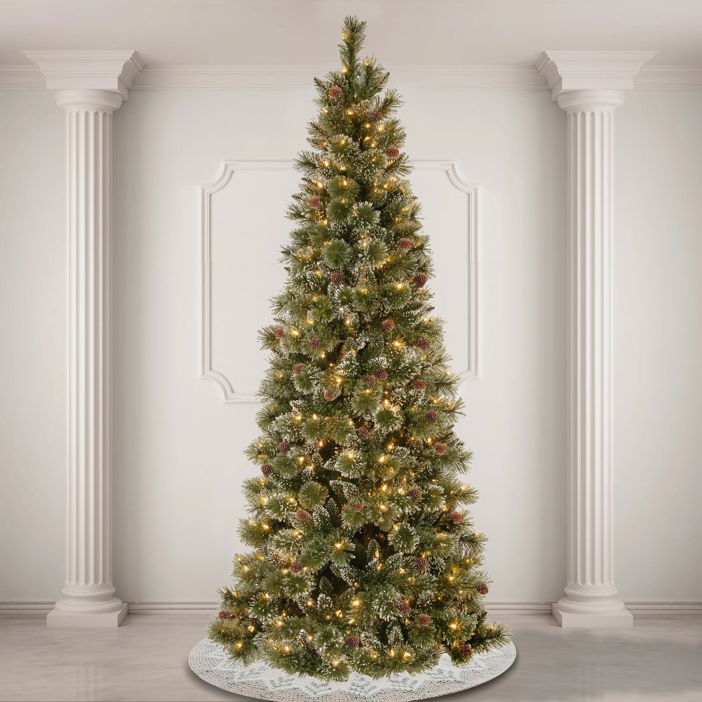 7 ft. Pre-Lit Glistening Pine Pencil Slim Tree with PowerConnect Clear Lights - Image 2