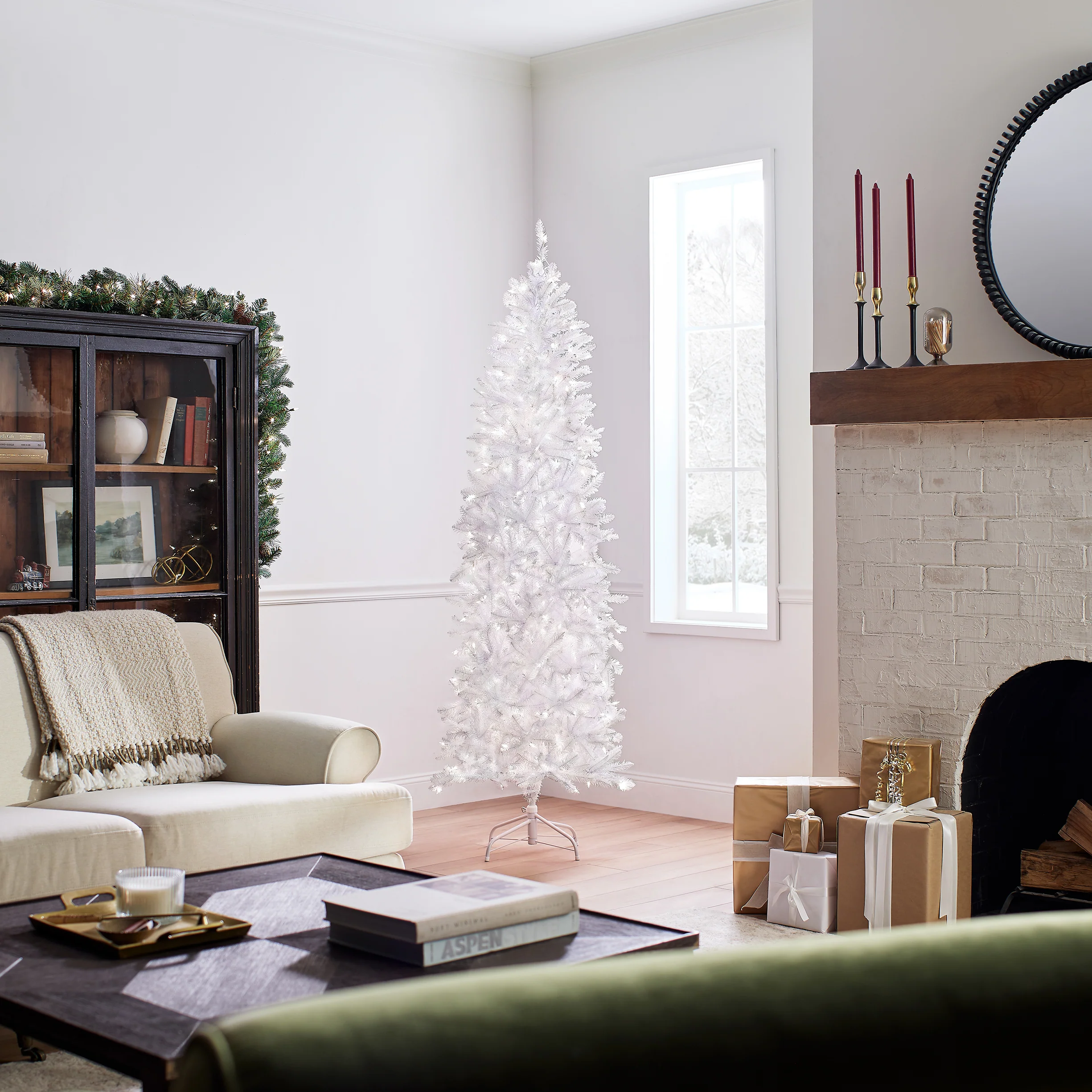 7 ft. Pre-Lit Kingswood Fir White Pencil Tree with Clear Lights, Plug-In - Image 8