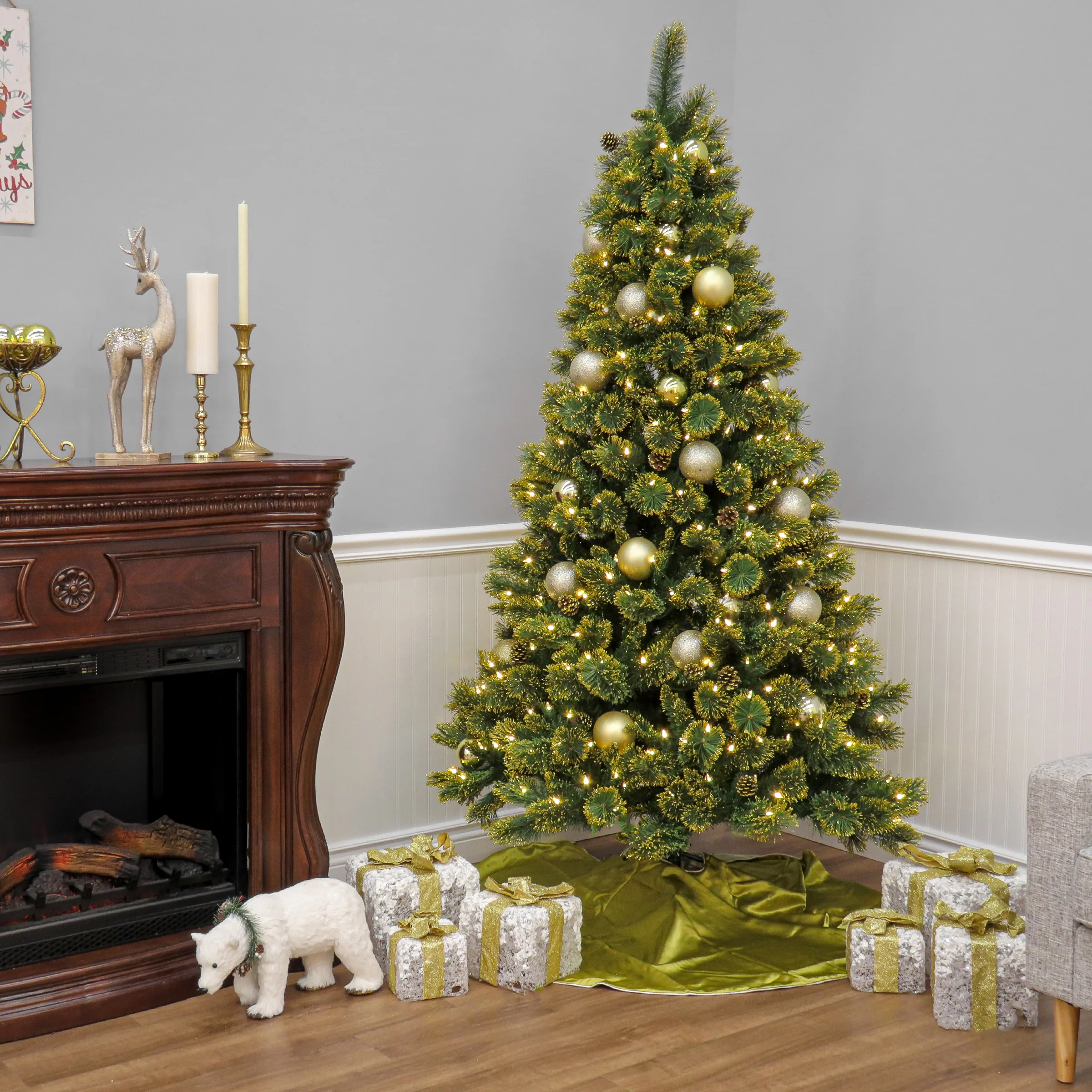 7 ft. Pre-Lit Maine Pine Tree with LED Lights, Plug-In - Image 4