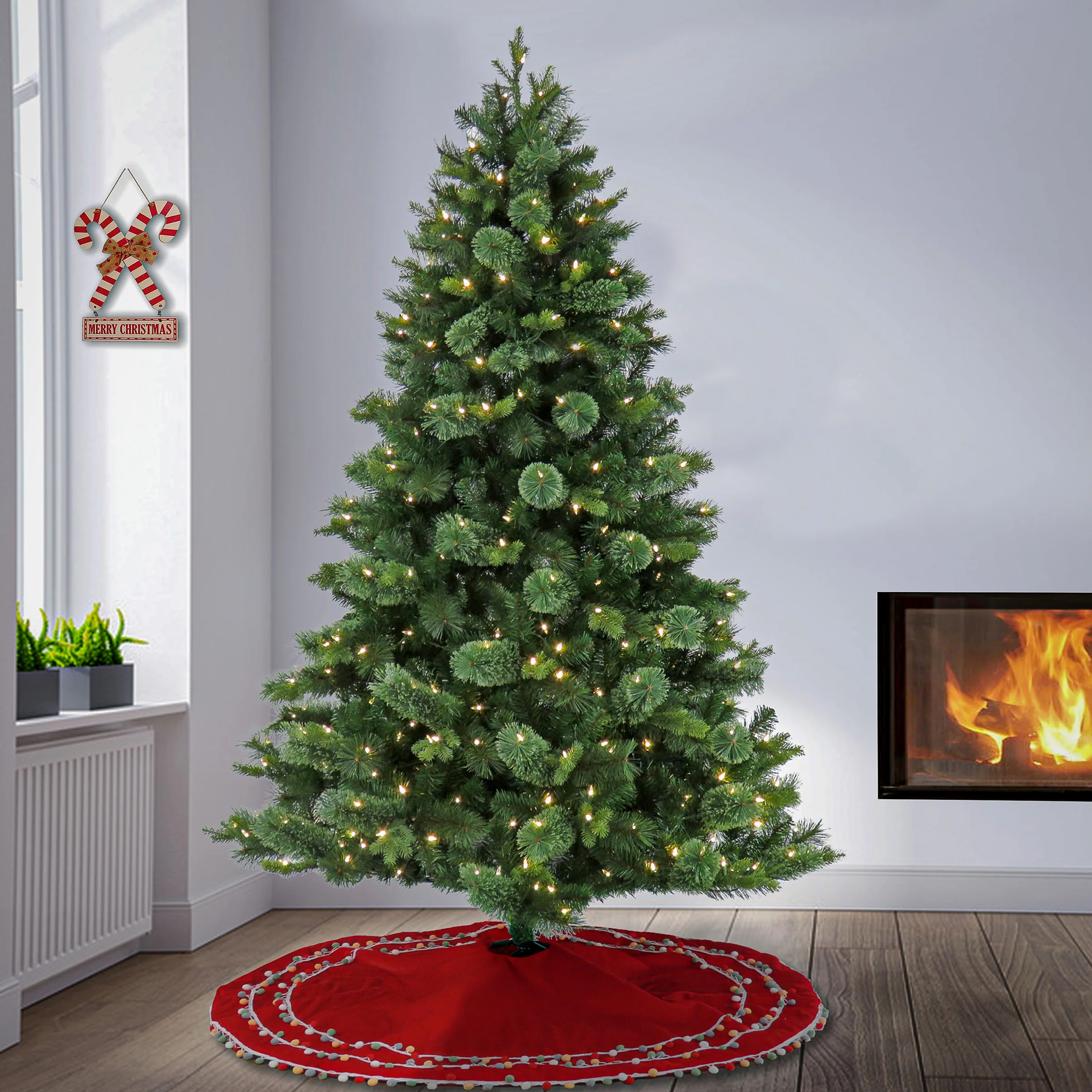 7 ft. Pre-Lit Montreal Pine Tree with LED Lights - Image 2