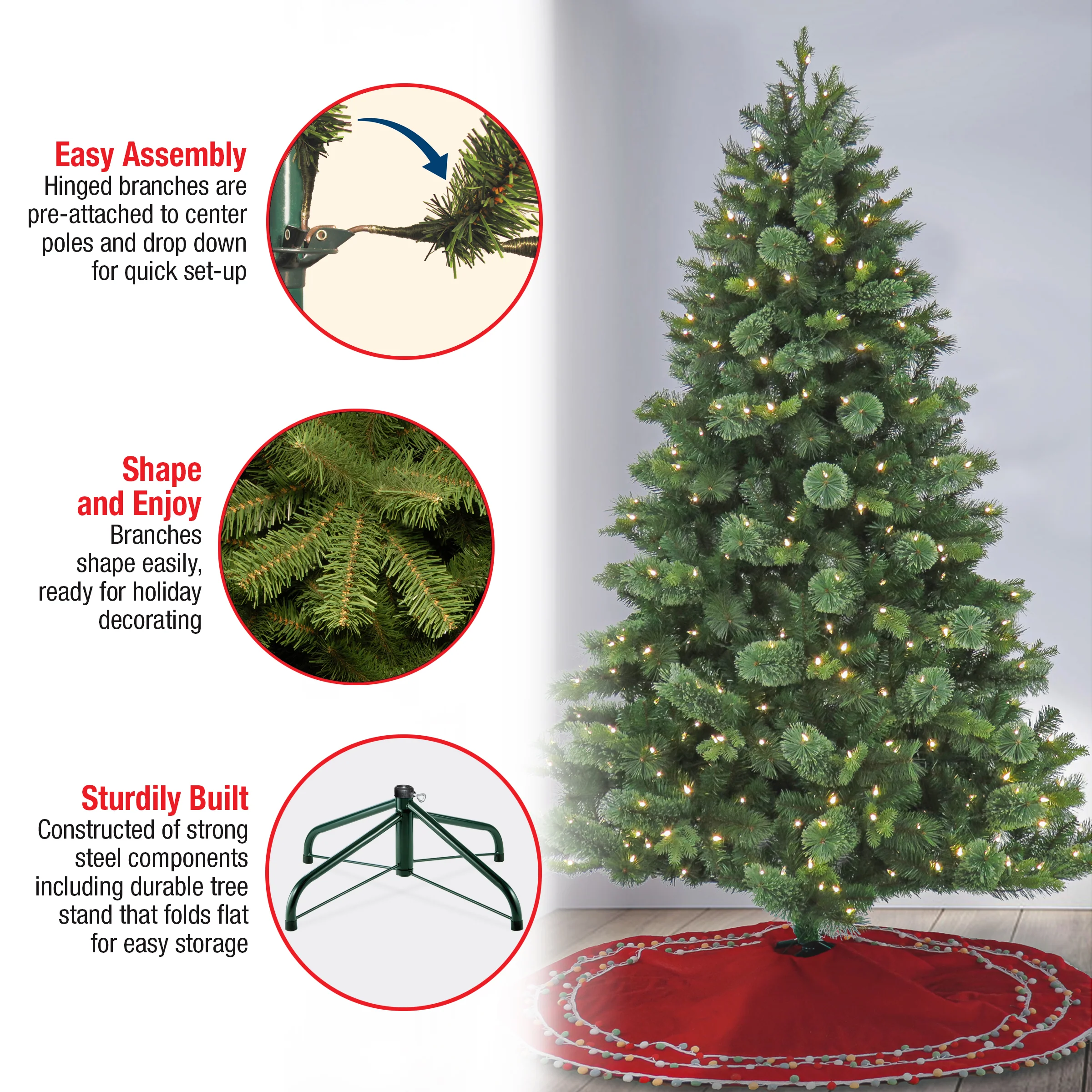 7 ft. Pre-Lit Montreal Pine Tree with LED Lights - Image 6