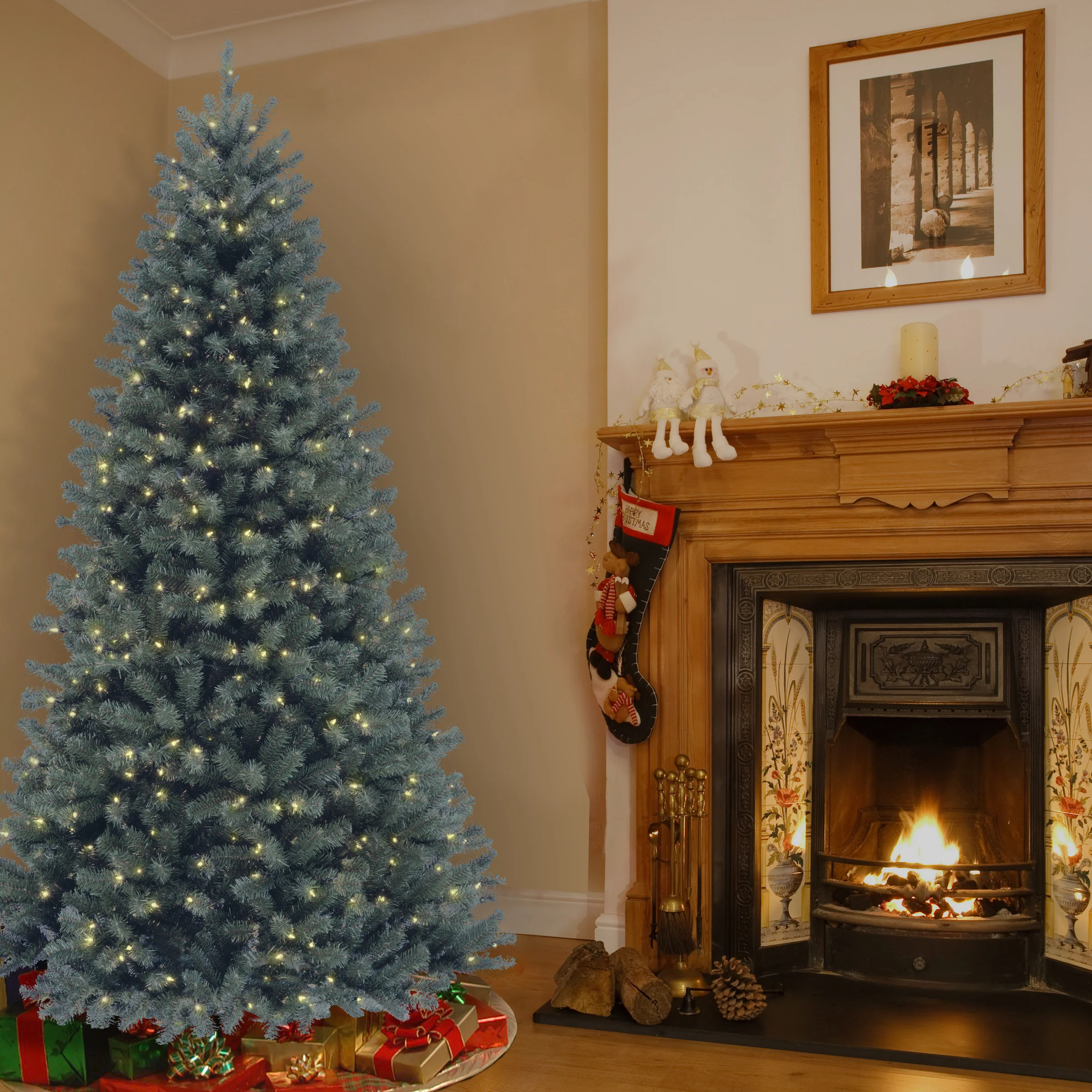 7 ft. Pre-Lit North Valley Spruce Blue Tree with Clear Lights, Plug-In - Image 3