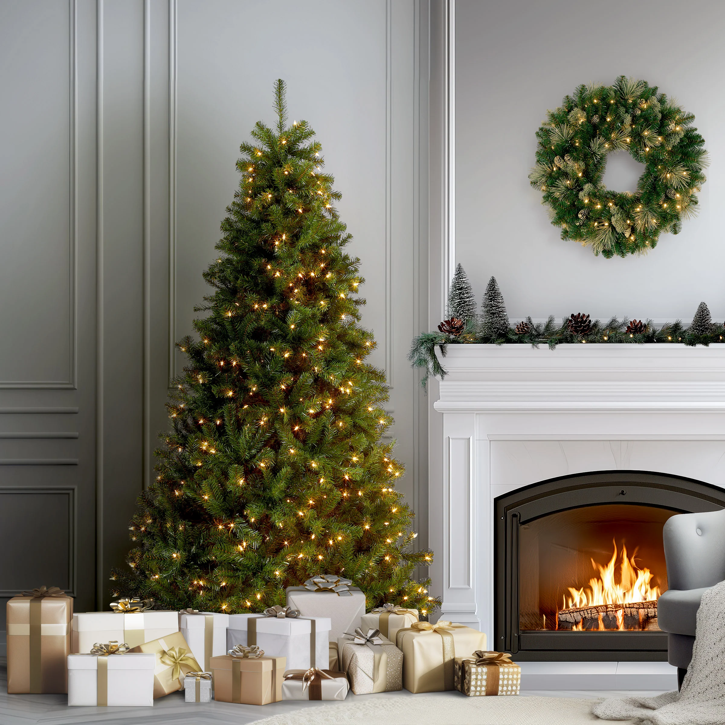 7 ft. Pre-Lit North Valley Spruce Tree with 500 Clear Lights, Plug-In - Image 2