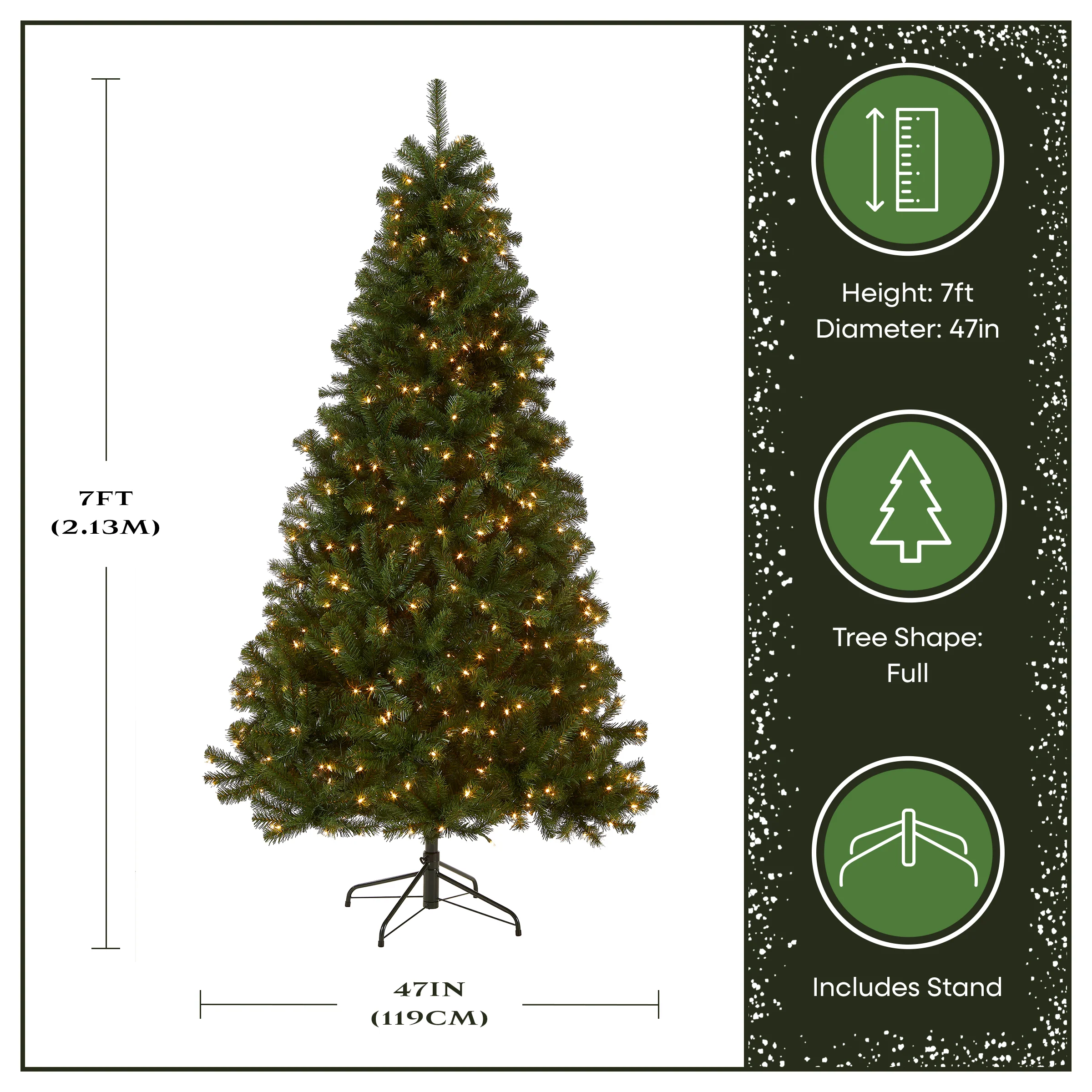 7 ft. Pre-Lit North Valley Spruce Tree with 500 Clear Lights, Plug-In - Image 3
