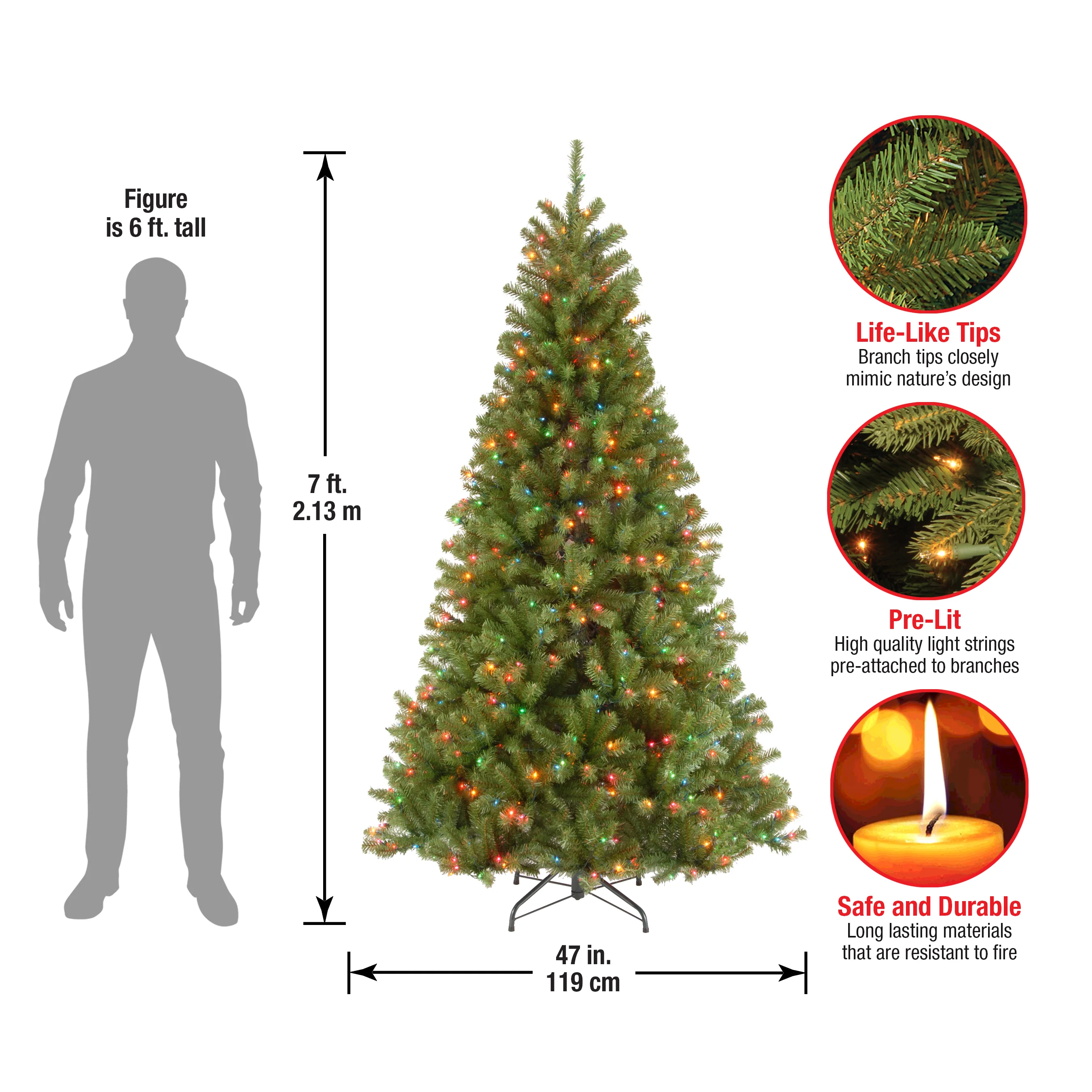 7 ft. Pre-Lit North Valley Spruce Tree with Multicolor Lights, Plug-In - Image 6