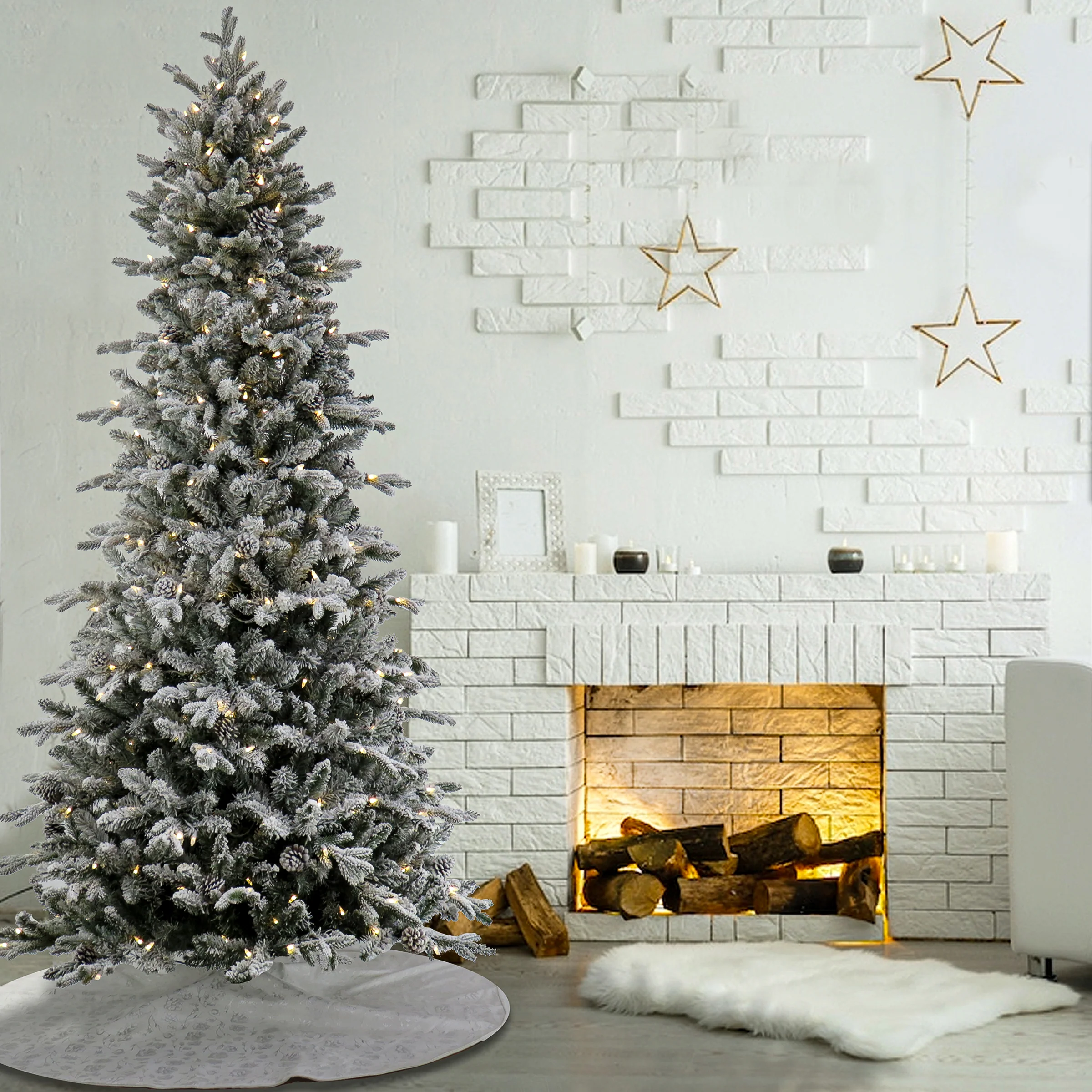 7 ft. Pre-Lit Snowy Calton Pine Tree with LED Lights, Plug-In - Image 2