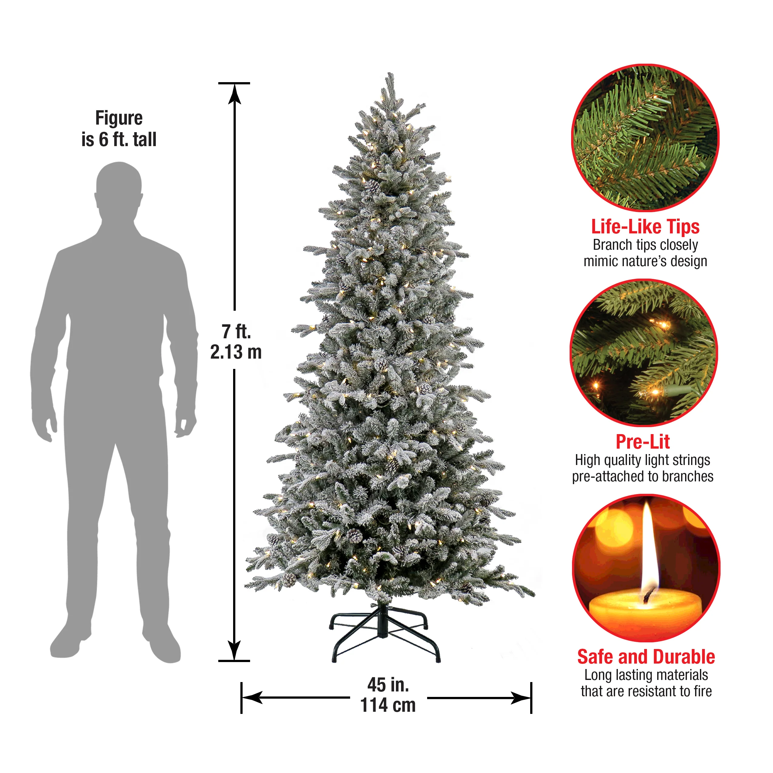 7 ft. Pre-Lit Snowy Calton Pine Tree with LED Lights, Plug-In - Image 5