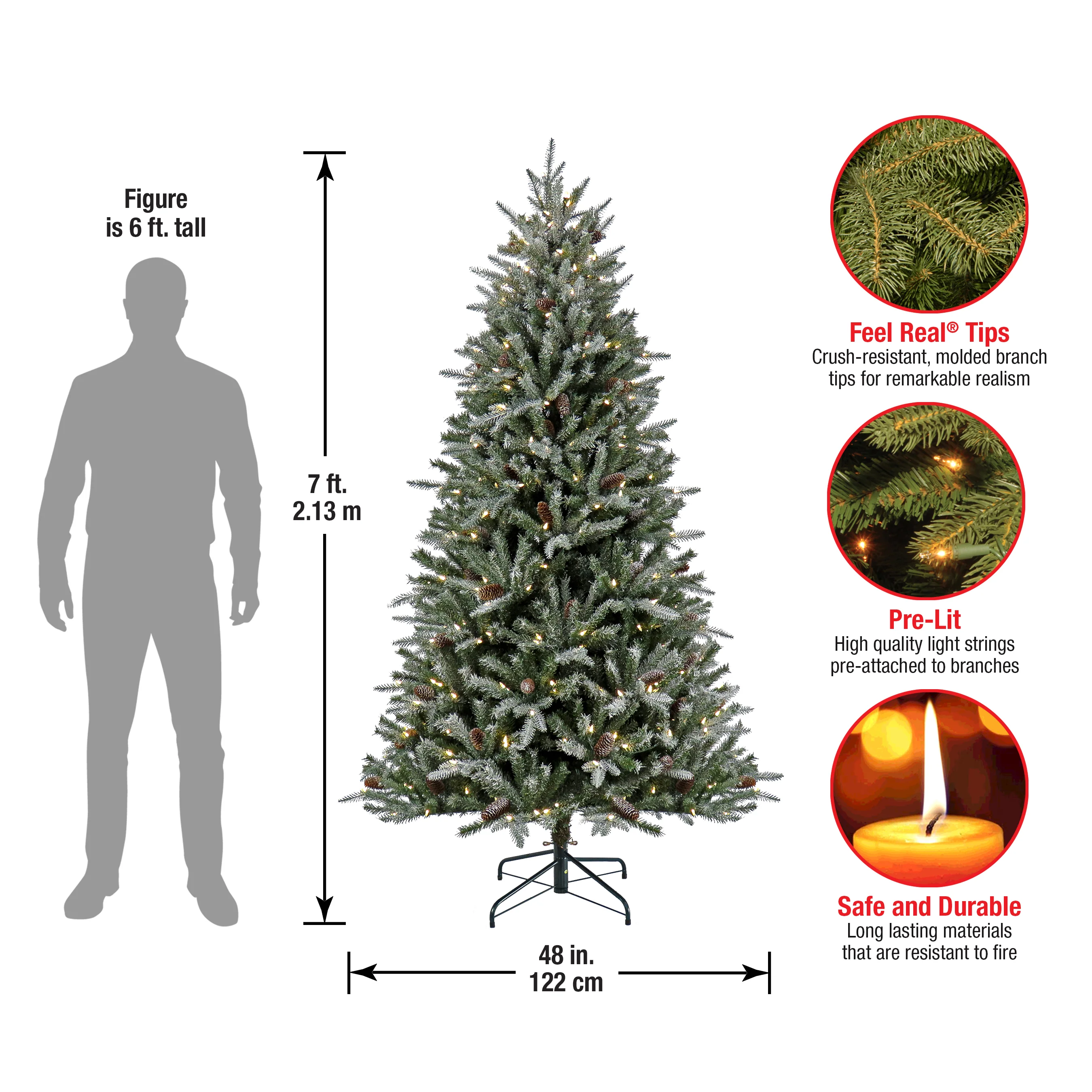 7 ft. Pre-Lit Snowy Olallie Pine Tree with LED Lights, Plug-In - Image 5