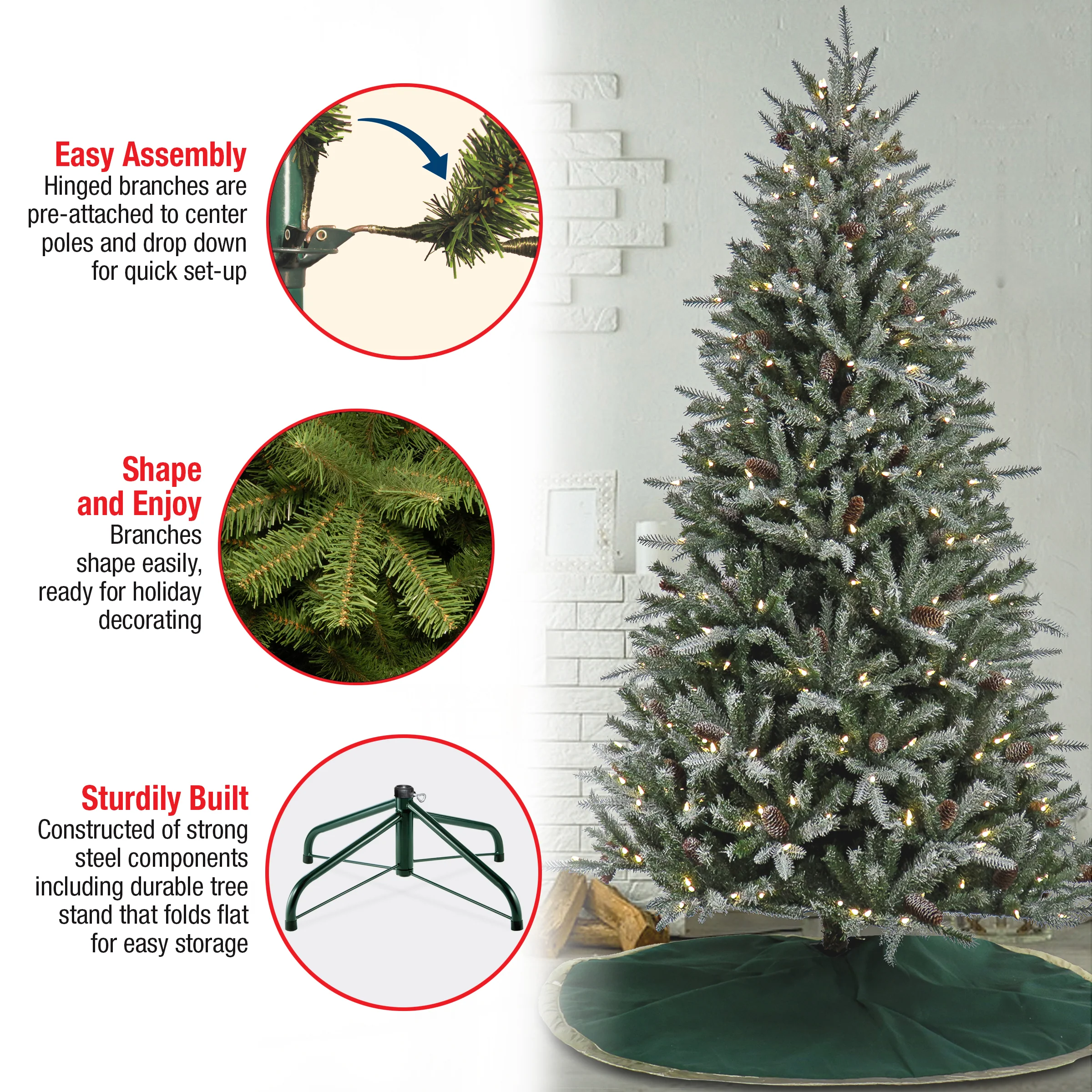 7 ft. Pre-Lit Snowy Olallie Pine Tree with LED Lights, Plug-In - Image 6