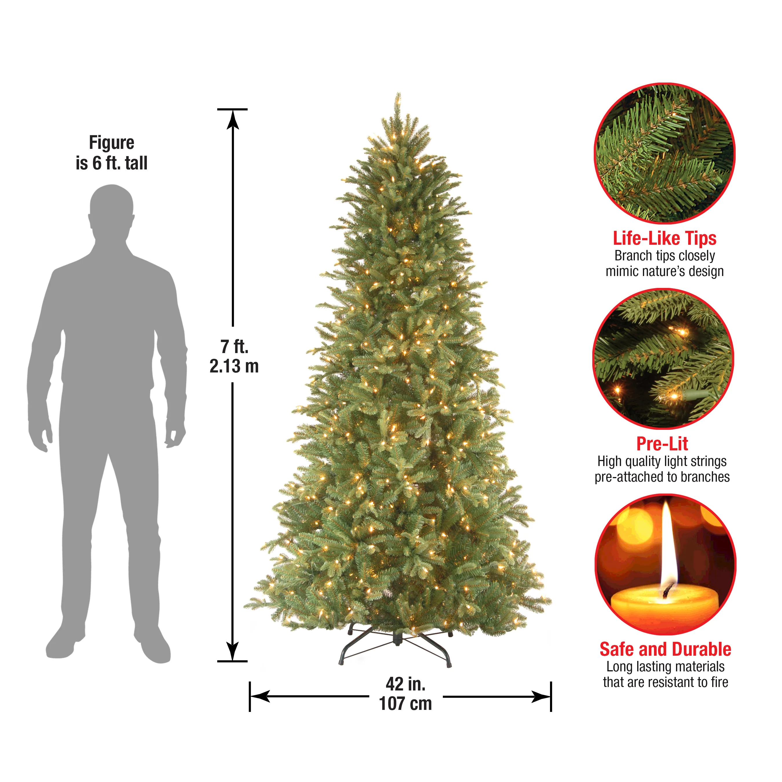 7 ft. Pre-Lit Tiffany Fir Slim Tree with Clear Lights - Image 5