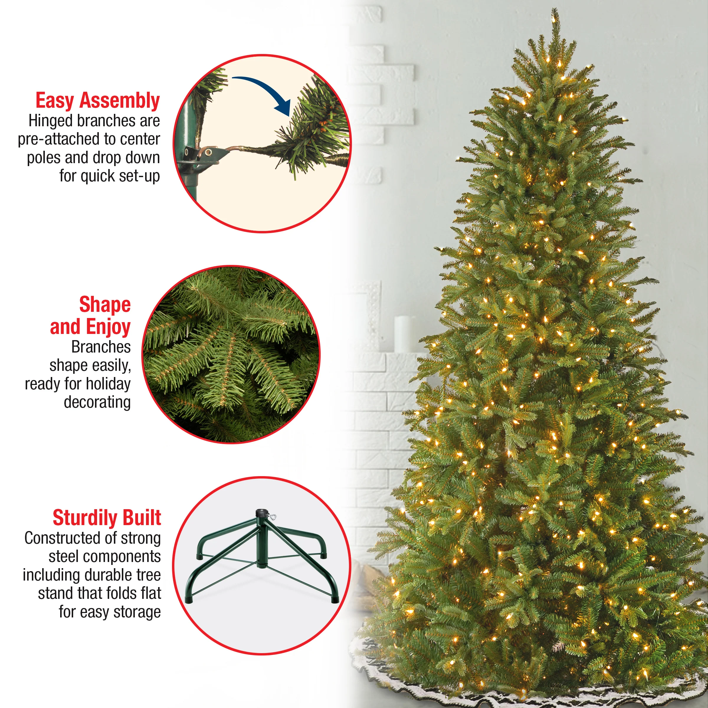7 ft. Pre-Lit Tiffany Fir Slim Tree with Clear Lights - Image 6